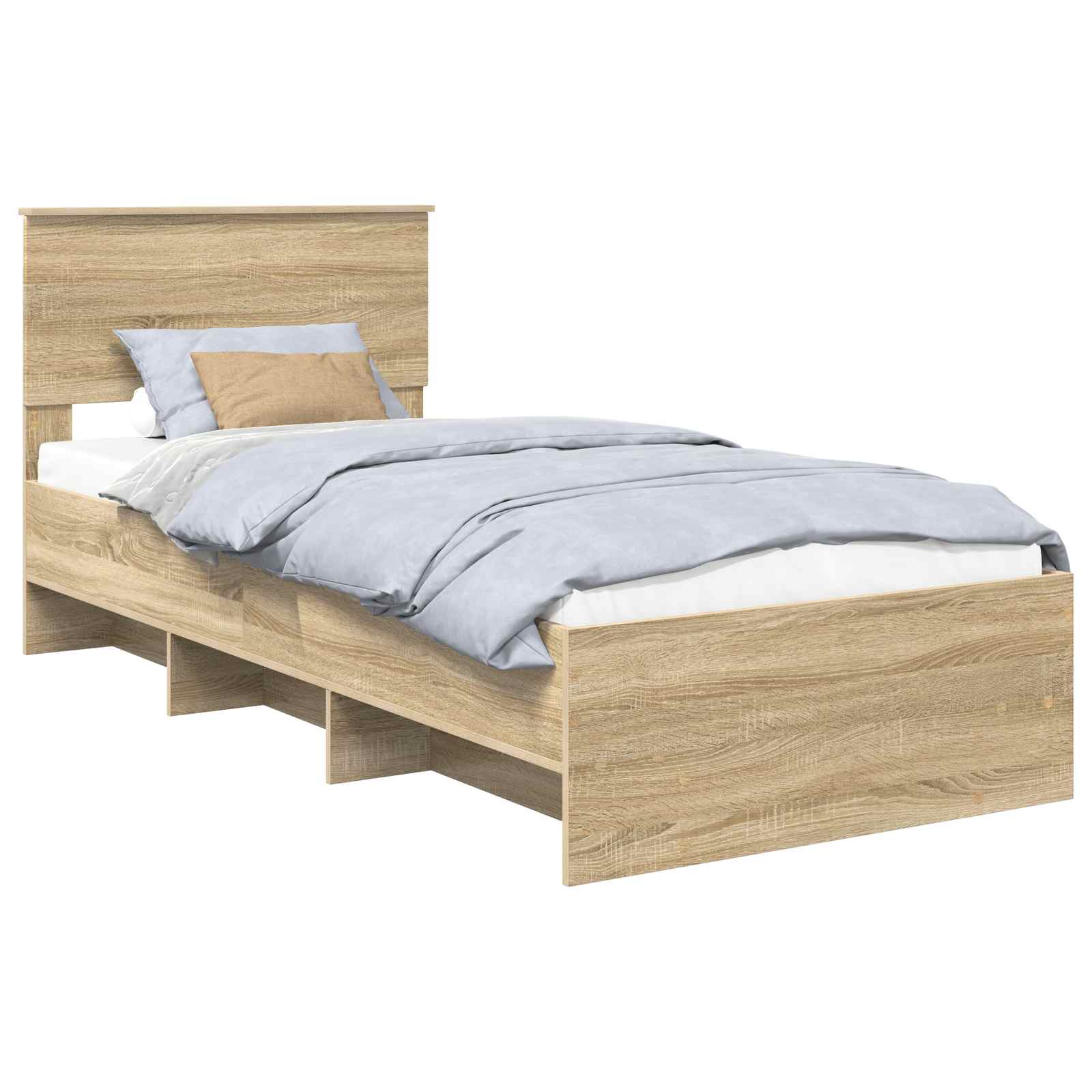 Bedframe met hoofdeinde Sonoma Eiken 90 x 200 cm Bewerkt hout – afbeelding 2