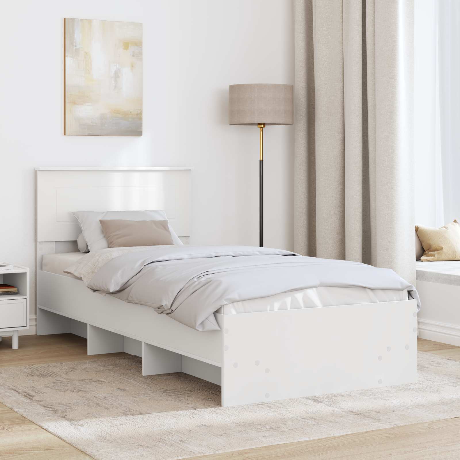 Bedframe met hoofdeinde Wit 90 x 200 cm Bewerkt hout – afbeelding 3