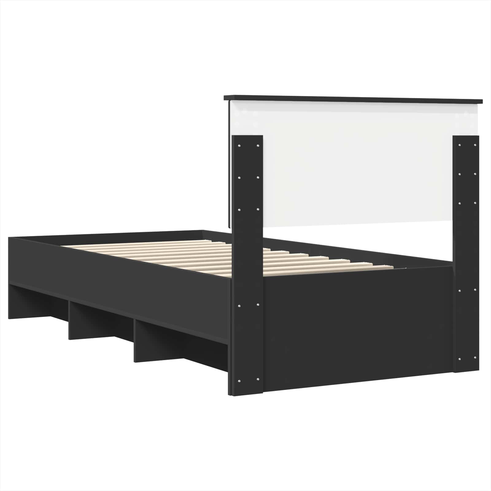 Bedframe met hoofdeinde Zwart 90 x 200 cm Bewerkt hout – afbeelding 9