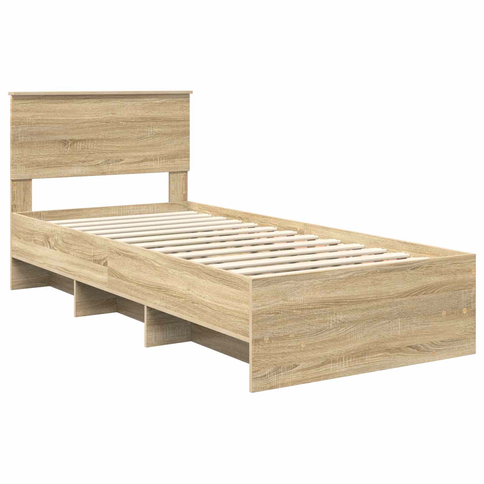 Bedframe met hoofdeinde Sonoma Eiken 90 x 200 cm Bewerkt hout – afbeelding 4