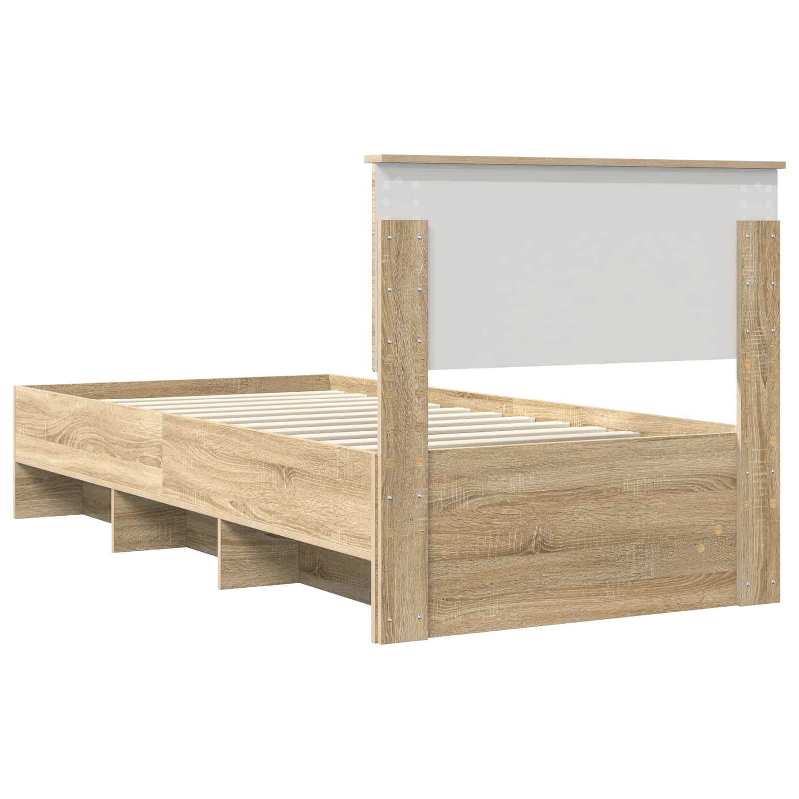 Bedframe met hoofdeinde Sonoma Eiken 90 x 200 cm Bewerkt hout – afbeelding 9