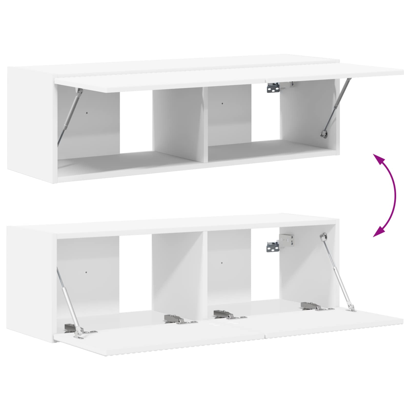 TV Wandkast Set Wandgemonteerd 4 pcs Wit Bewerkt hout – afbeelding 10