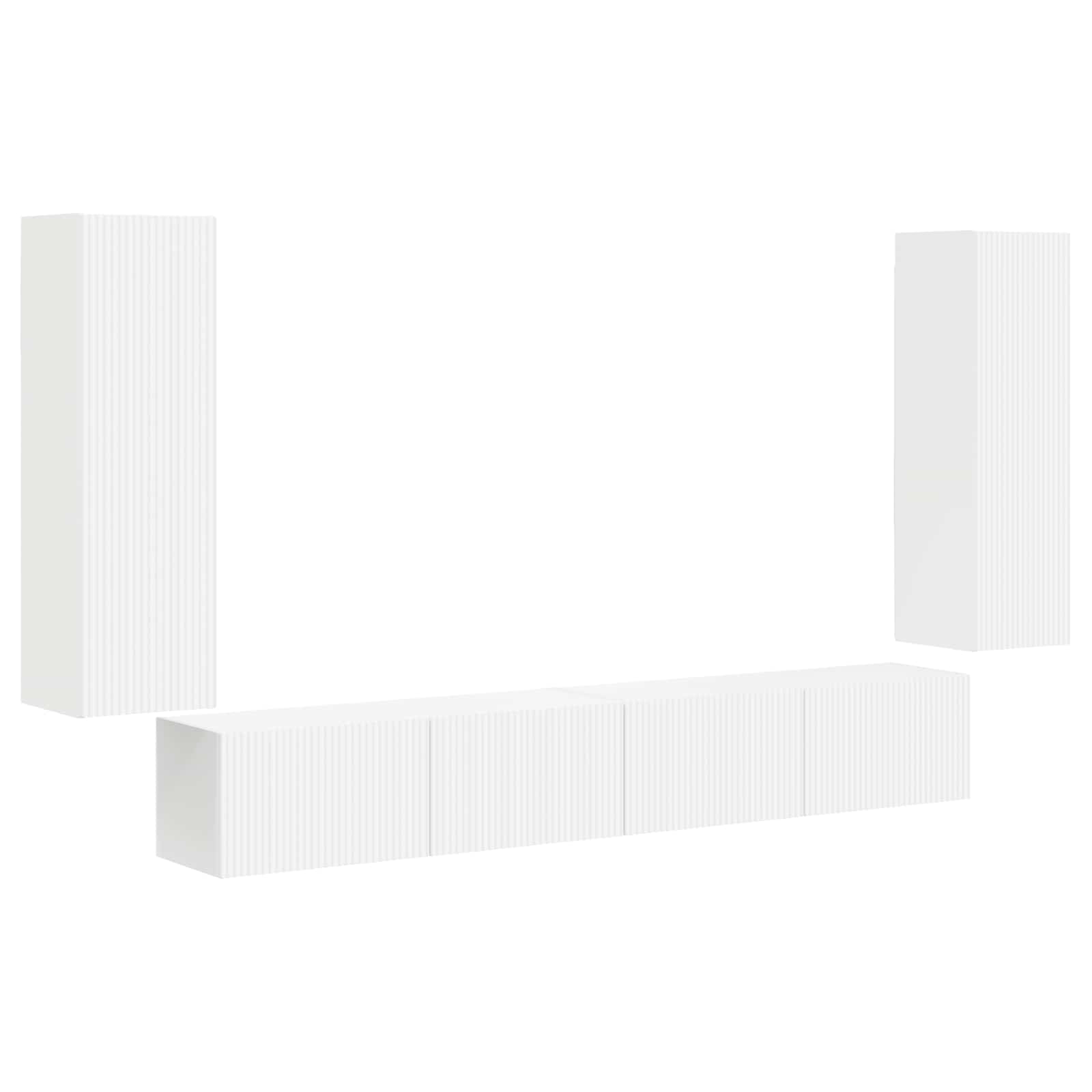 TV Wandkast Set Wandgemonteerd 4 pcs Wit Bewerkt hout – afbeelding 2