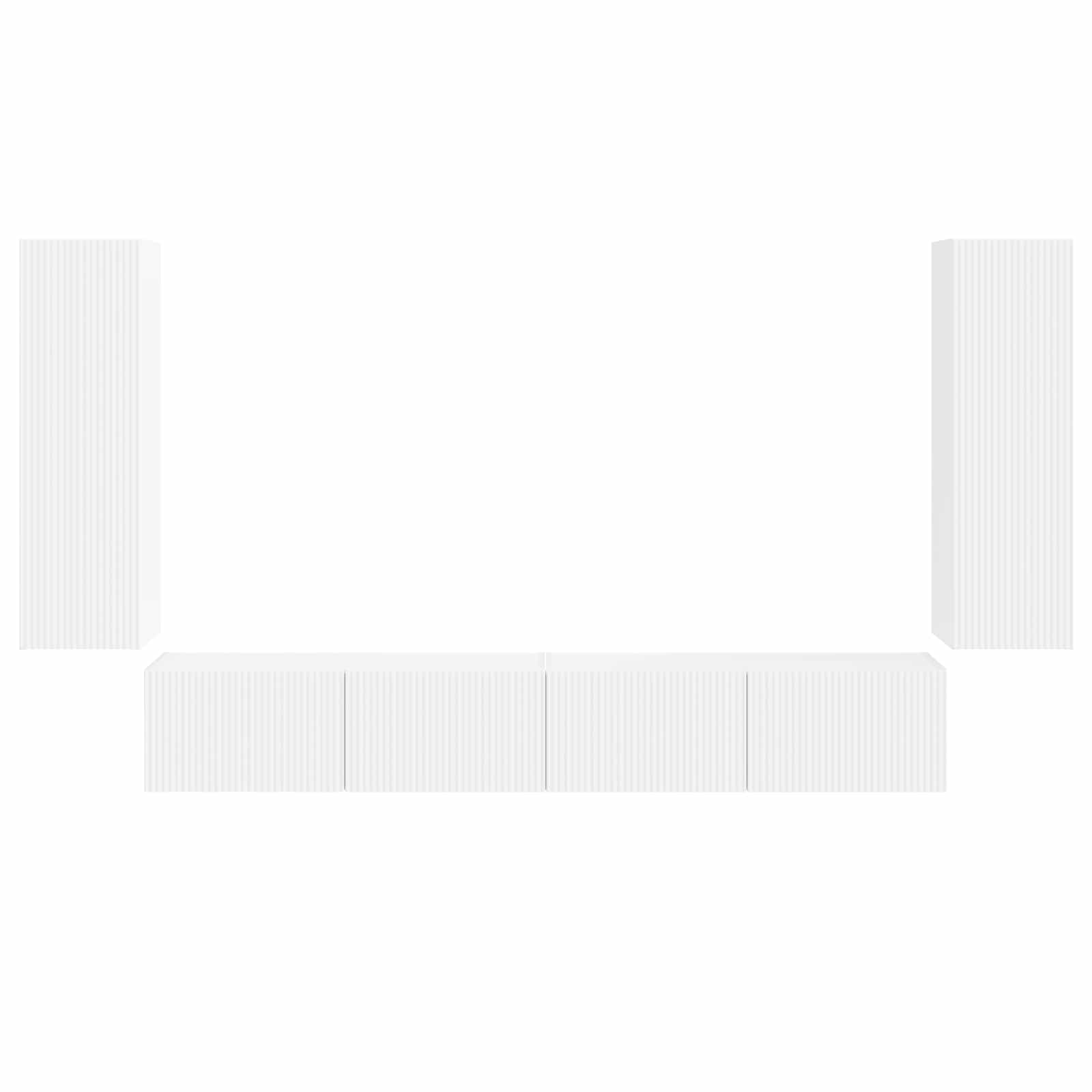 TV Wandkast Set Wandgemonteerd 4 pcs Wit Bewerkt hout – afbeelding 7