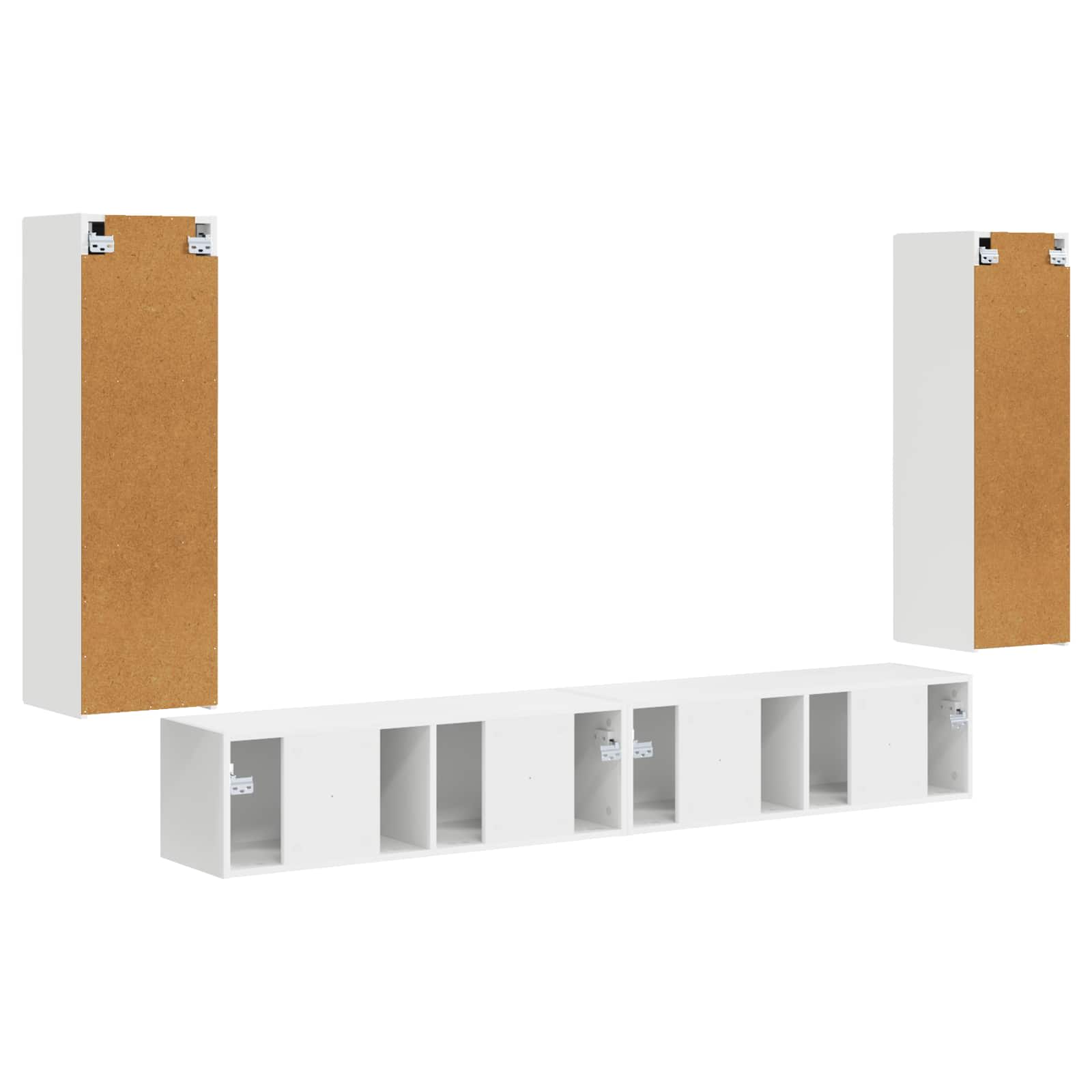 TV Wandkast Set Wandgemonteerd 4 pcs Wit Bewerkt hout – afbeelding 8