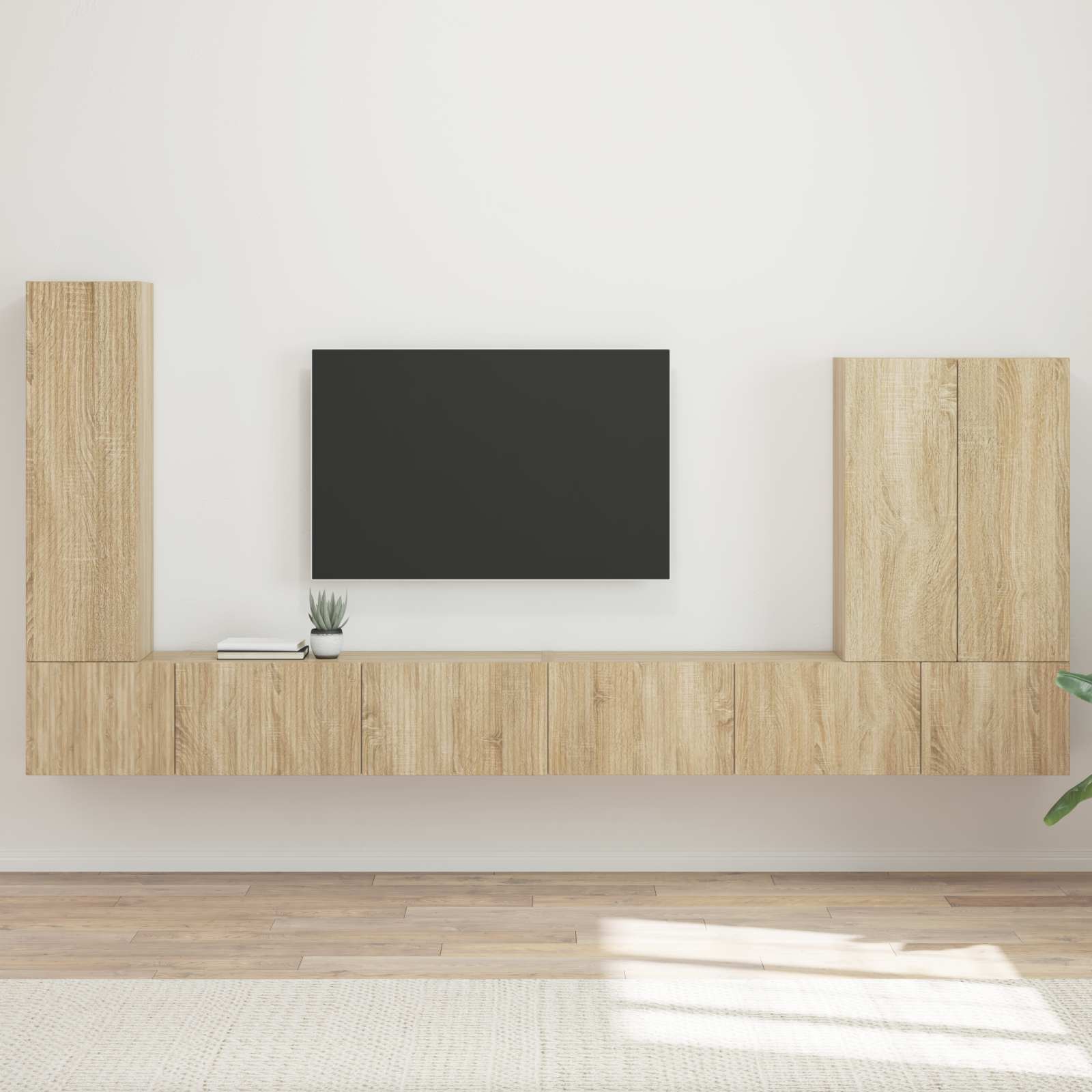 TV Wandkast Set Wandgemonteerd 6 pcs Sonoma Eiken – afbeelding 1