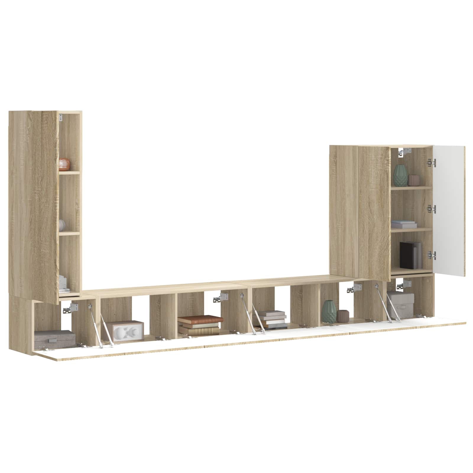 TV Wandkast Set Wandgemonteerd 6 pcs Sonoma Eiken – afbeelding 3