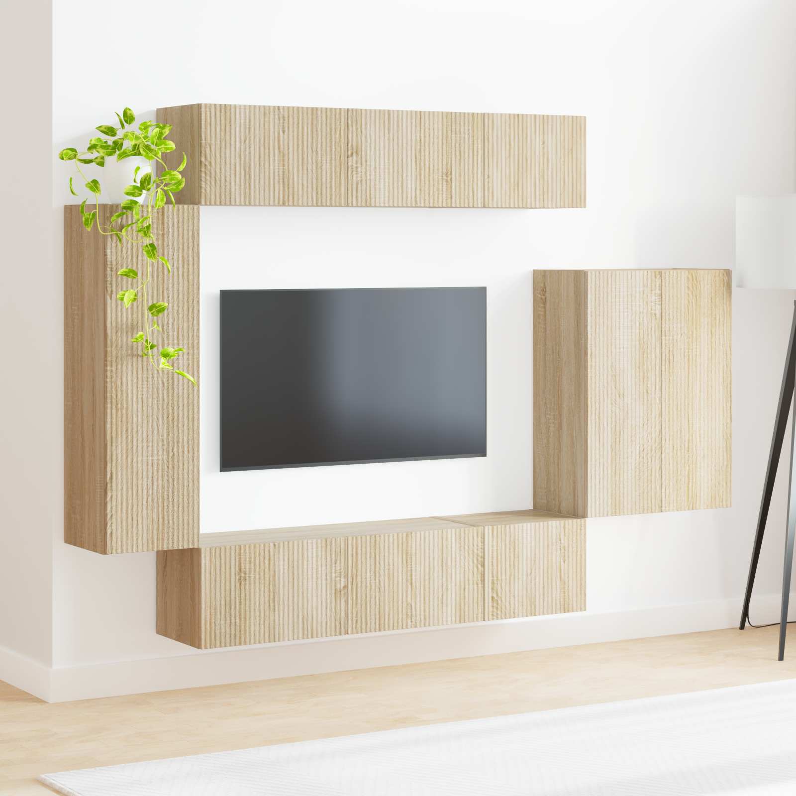 TV Wandkast Set Wandgemonteerd 6 pcs Sonoma Eiken – afbeelding 4