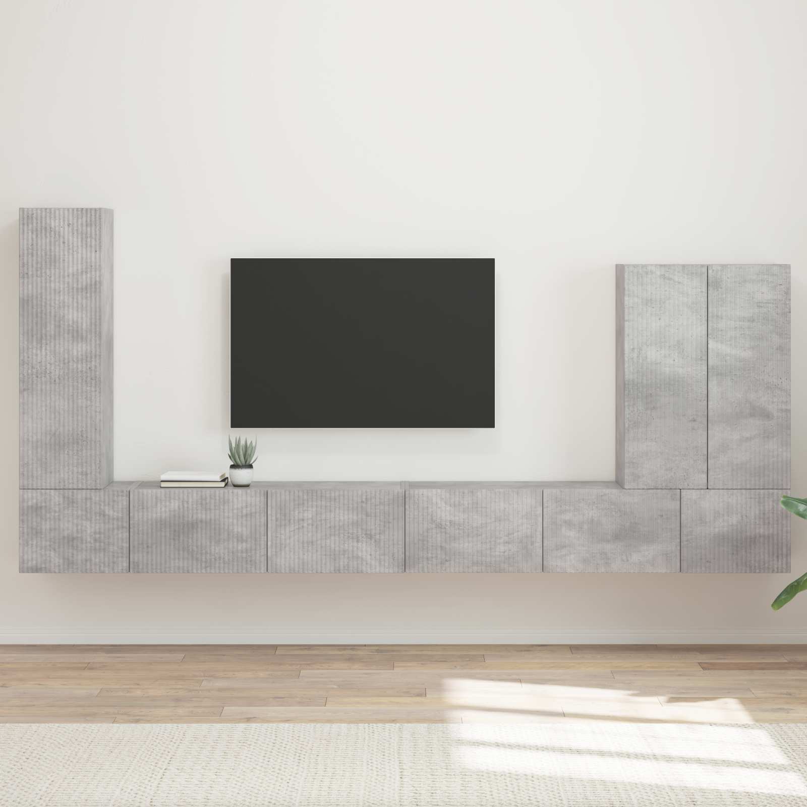 TV Wandkast Set Wandgemonteerd 6 pcs Beton Grijs – afbeelding 1
