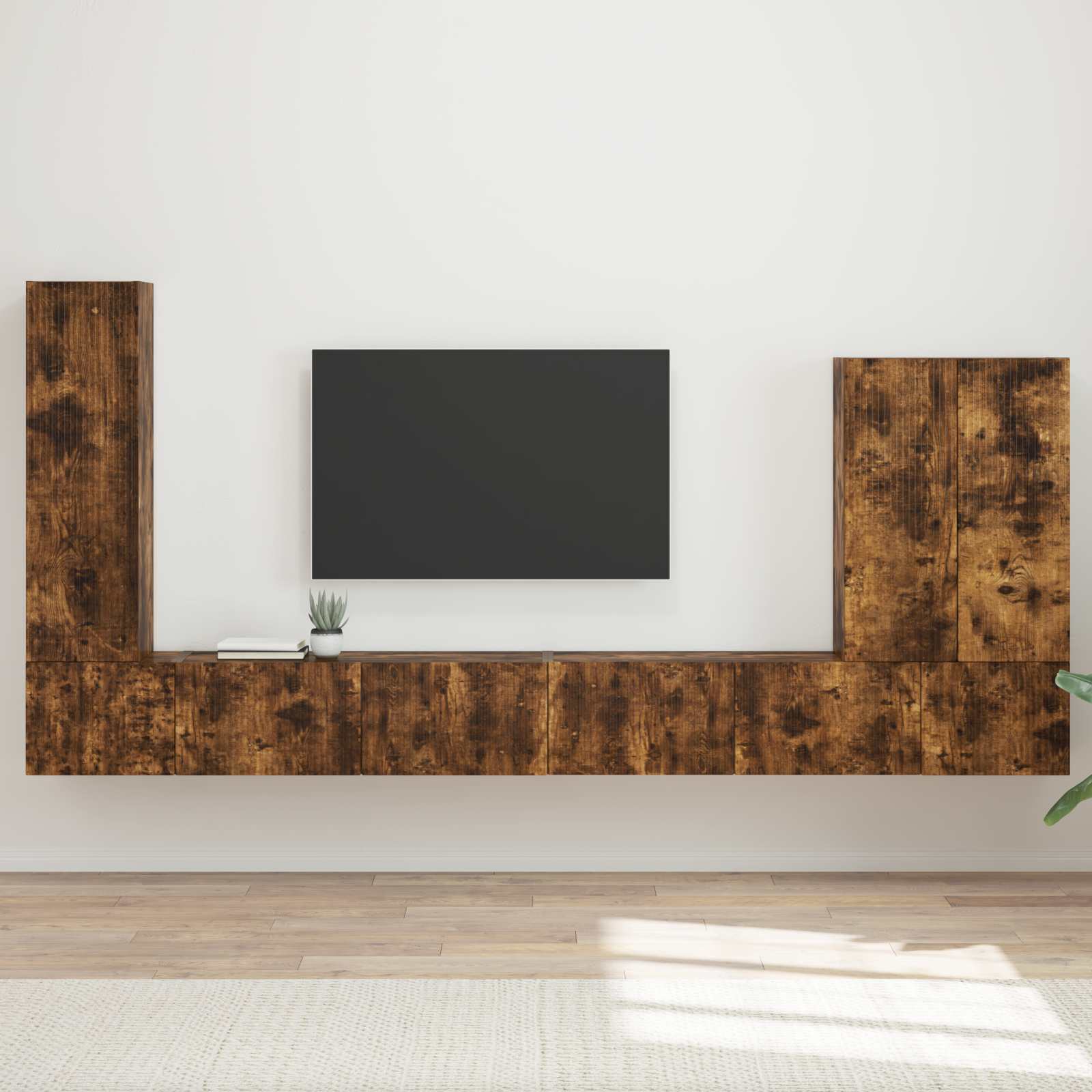TV Wandkast Set Wandgemonteerd 6 pcs Gerookt eiken – afbeelding 1