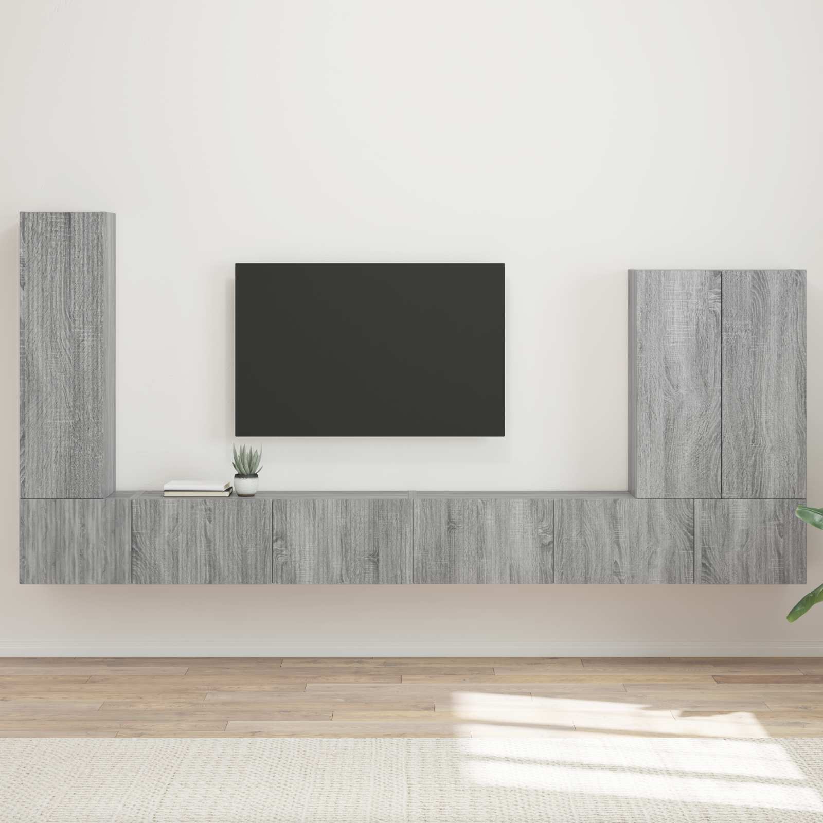 TV Wandkast Set Wandgemonteerd 6 pcs Grijs Sonoma – afbeelding 1