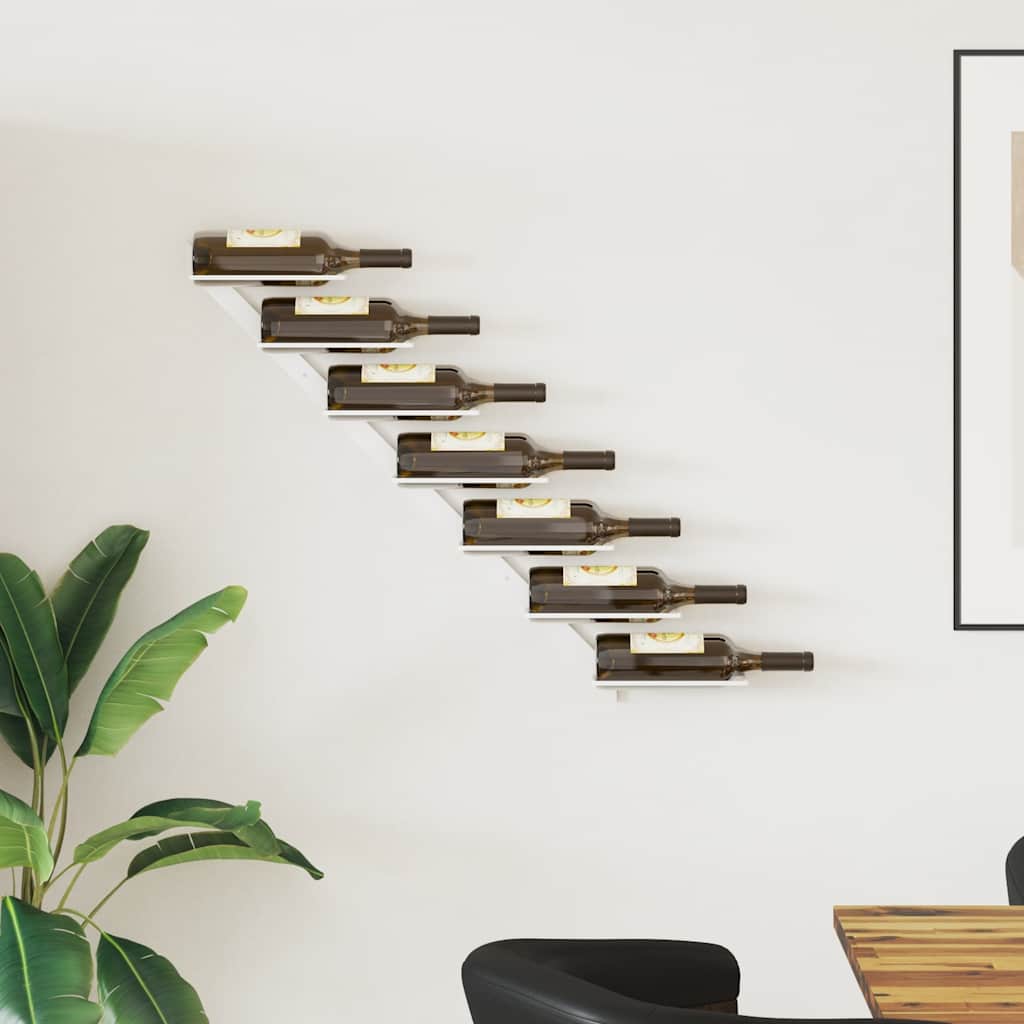 Wijnrek voor 7 flessen wandmontage metaal wit