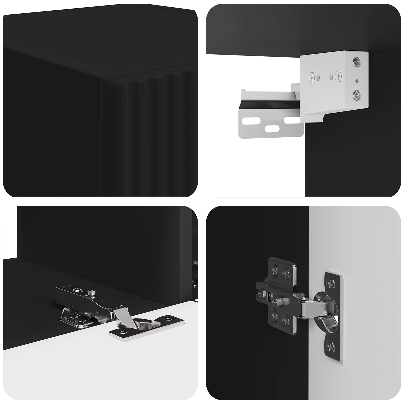 Tv-meubelset Wandgemonteerd 3 pcs Zwart Bewerkt hout – afbeelding 10