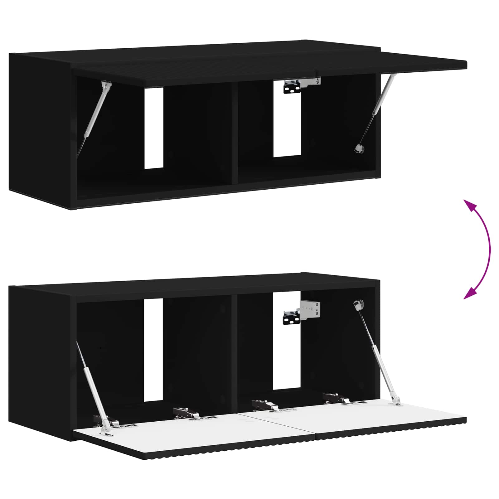 Tv-meubelset Wandgemonteerd 3 pcs Zwart Bewerkt hout – afbeelding 11