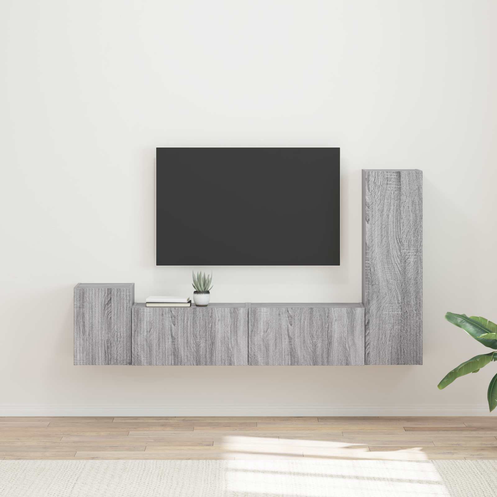 Tv-meubelset Wandgemonteerd 4 pcs Grijs Sonoma Bewerkt hout – afbeelding 1