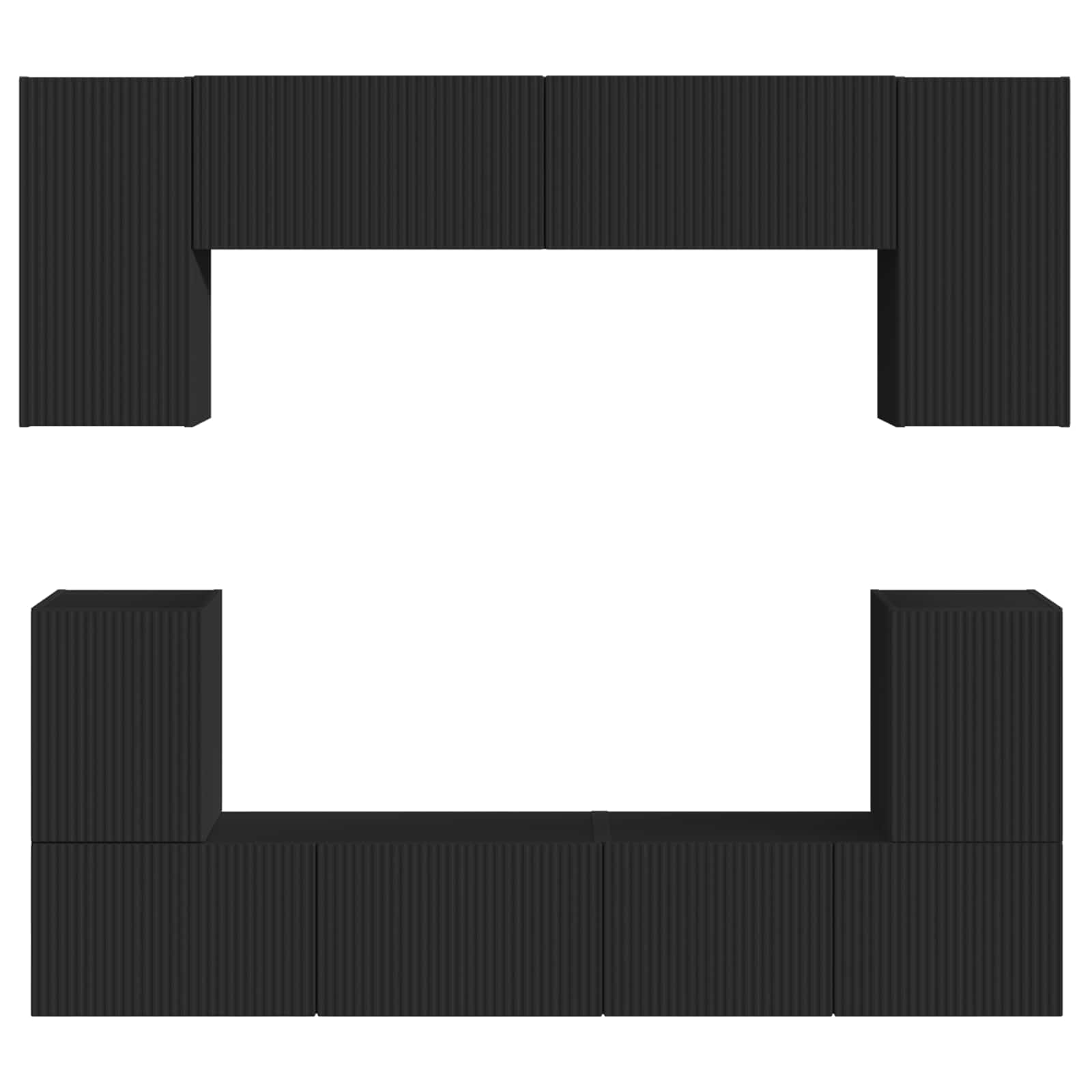 Tv-meubelset Wandgemonteerd 5 pcs Zwart Bewerkt hout – afbeelding 10