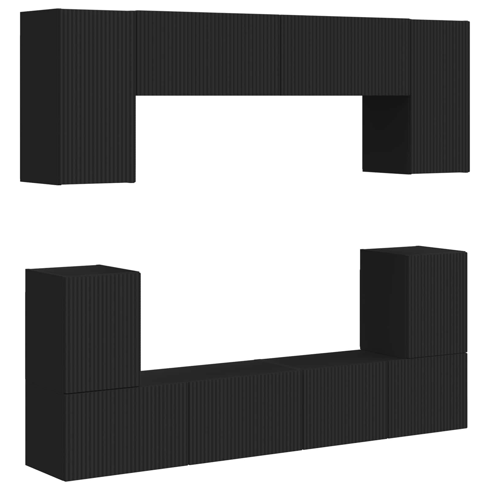 Tv-meubelset Wandgemonteerd 5 pcs Zwart Bewerkt hout – afbeelding 2