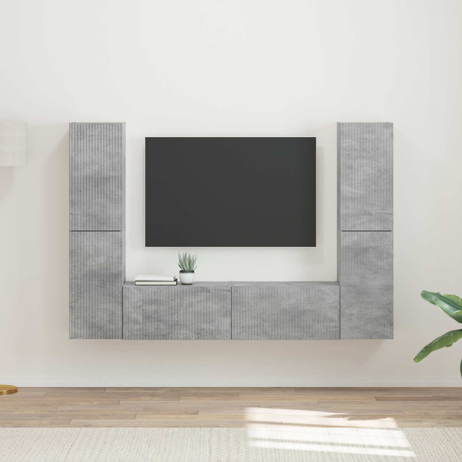 Tv-meubelset 6 pcs Beton Grijs Bewerkt hout
