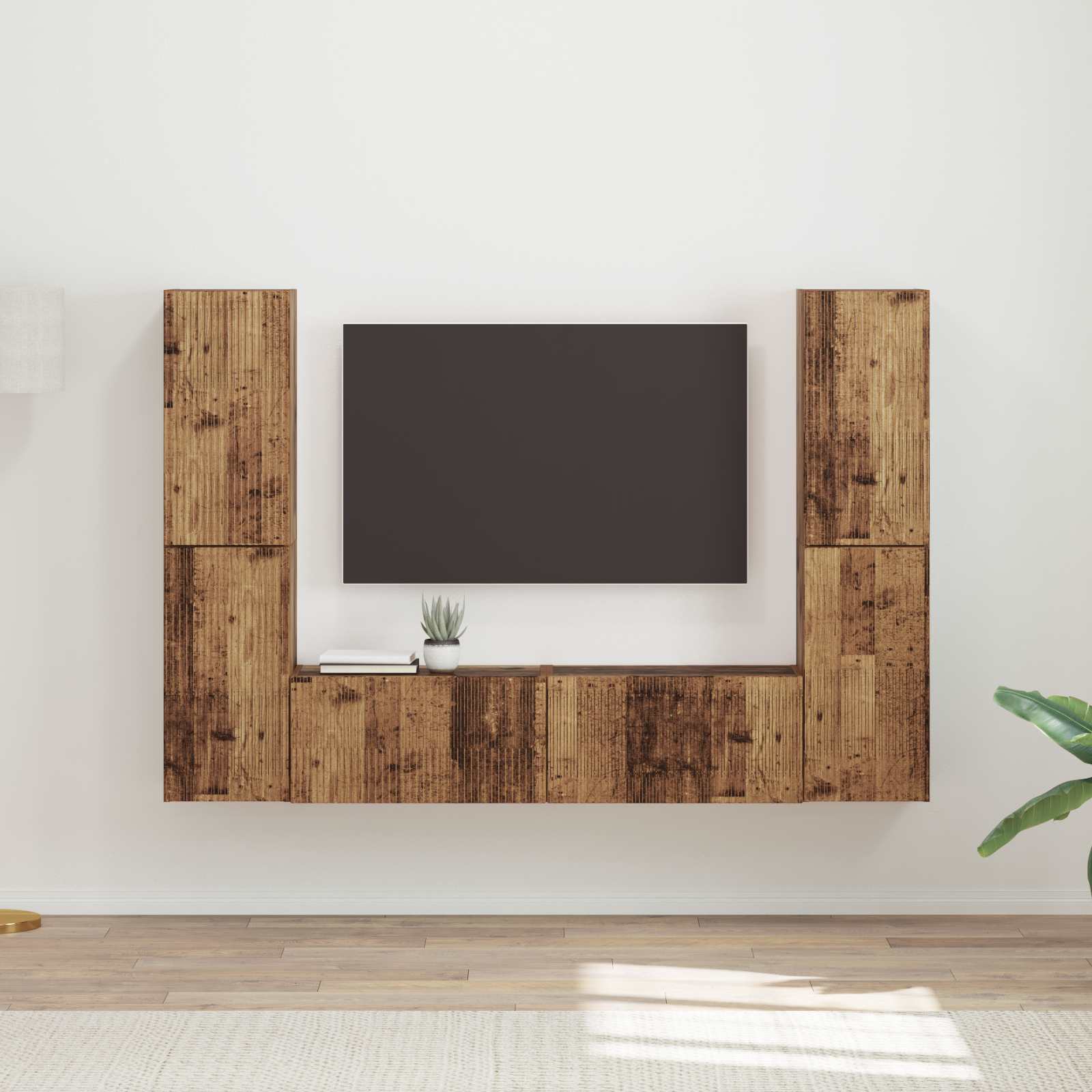 Tv-meubelset 6 pcs Oud Hout Bewerkt hout – afbeelding 1