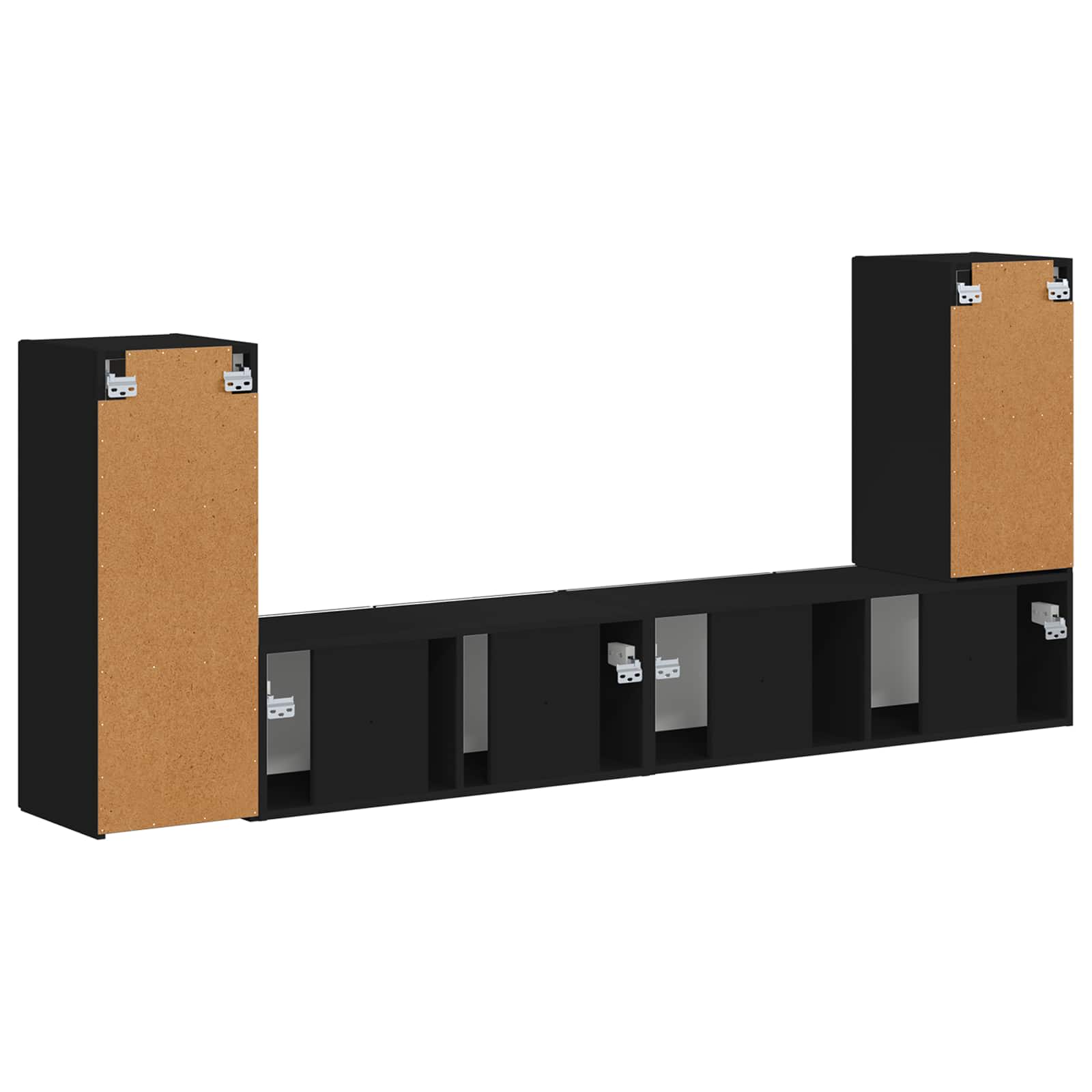 Tv-meubelset 4 pcs Zwart Bewerkt hout – afbeelding 10