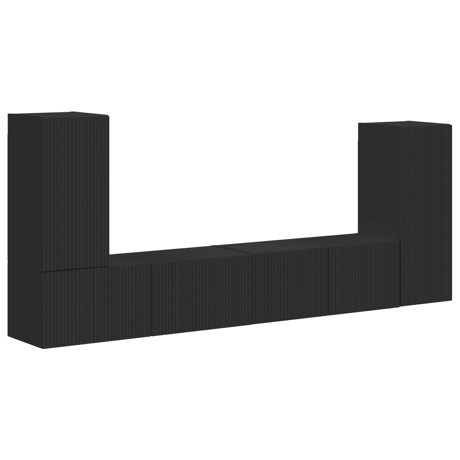 Tv-meubelset 4 pcs Zwart Bewerkt hout – afbeelding 2