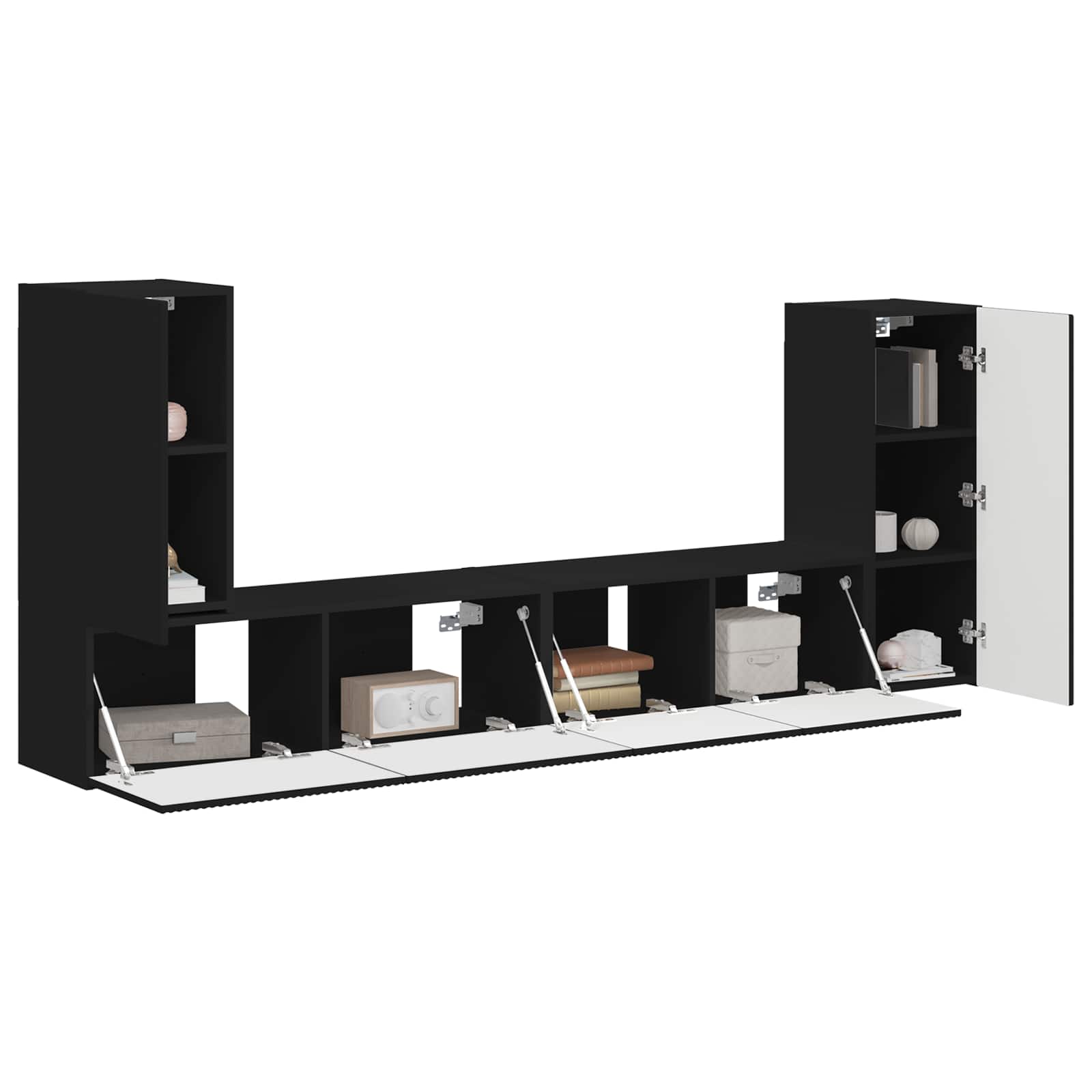 Tv-meubelset 4 pcs Zwart Bewerkt hout – afbeelding 3