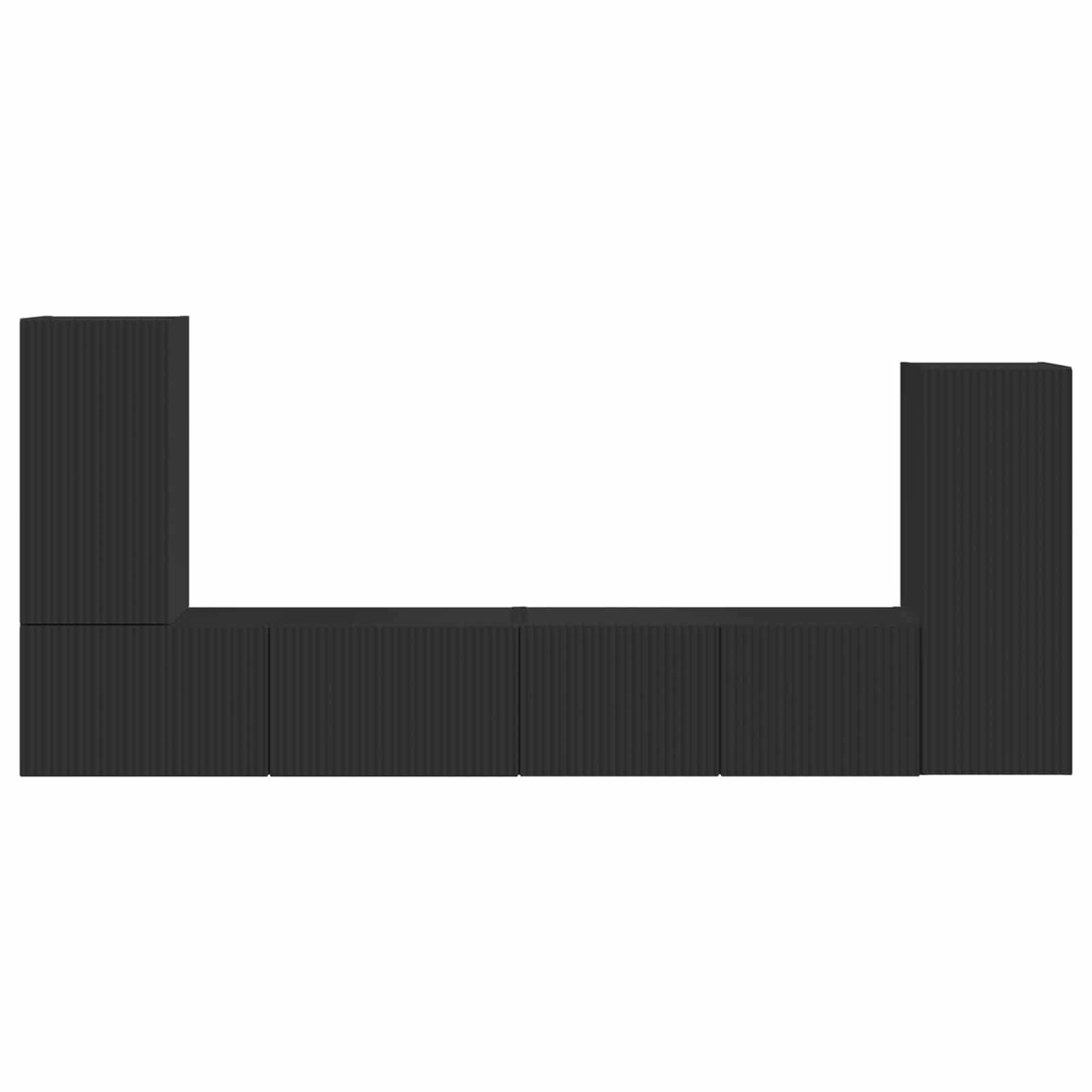 Tv-meubelset 4 pcs Zwart Bewerkt hout – afbeelding 9