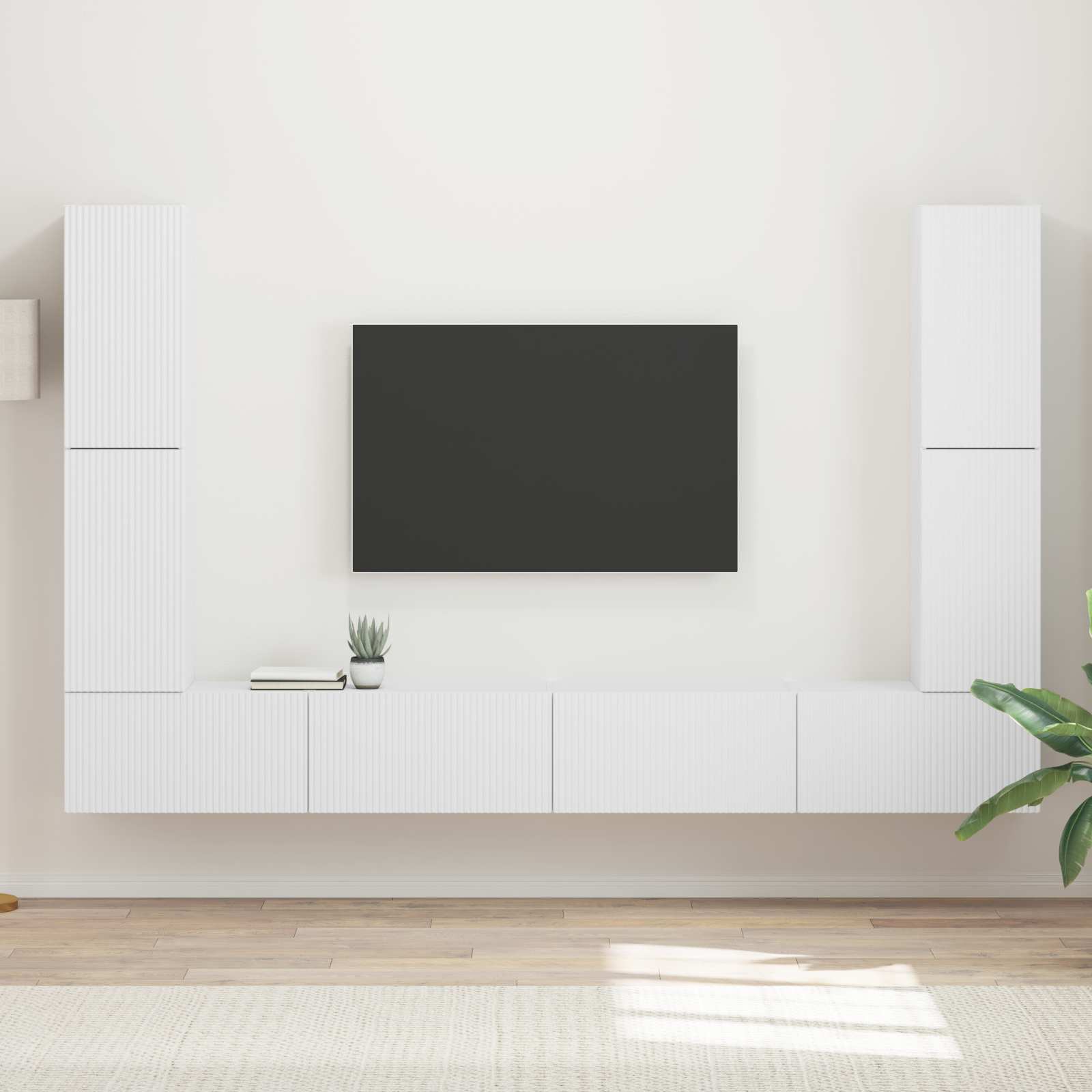 Tv-meubelset 8 pcs Wit Bewerkt hout – afbeelding 1