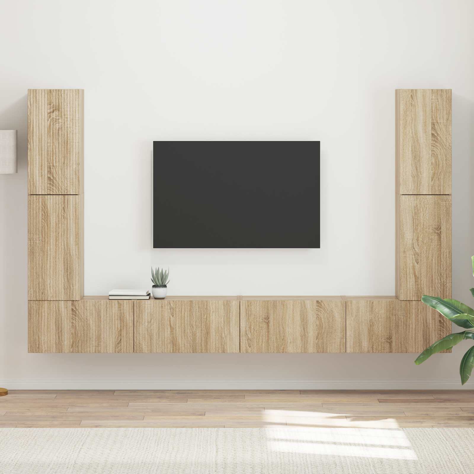 Tv-meubelset 8 pcs Sonoma Eiken Bewerkt hout – afbeelding 1