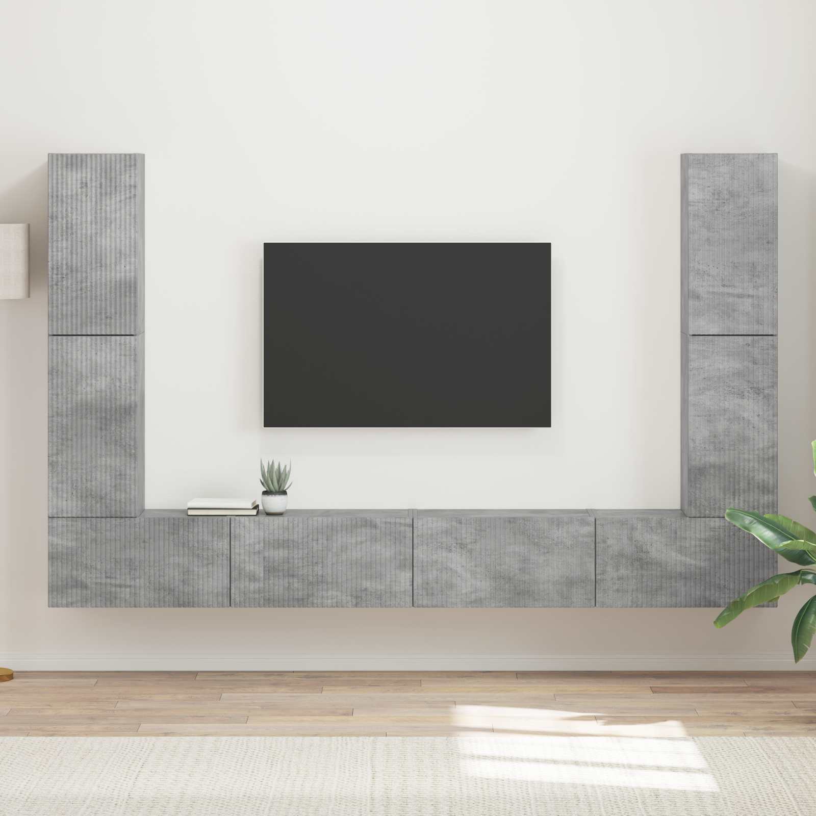 Tv-meubelset 8 pcs Beton Grijs Bewerkt hout