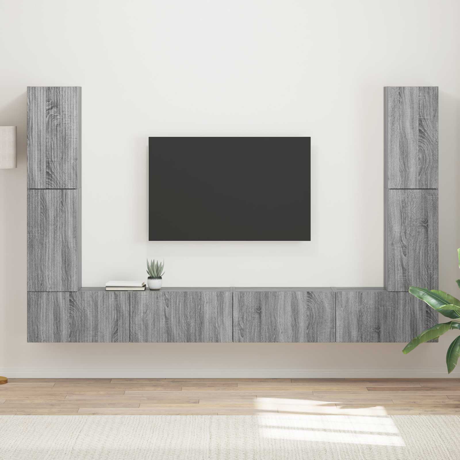 Tv-meubelset 8 pcs Grijs Sonoma Bewerkt hout