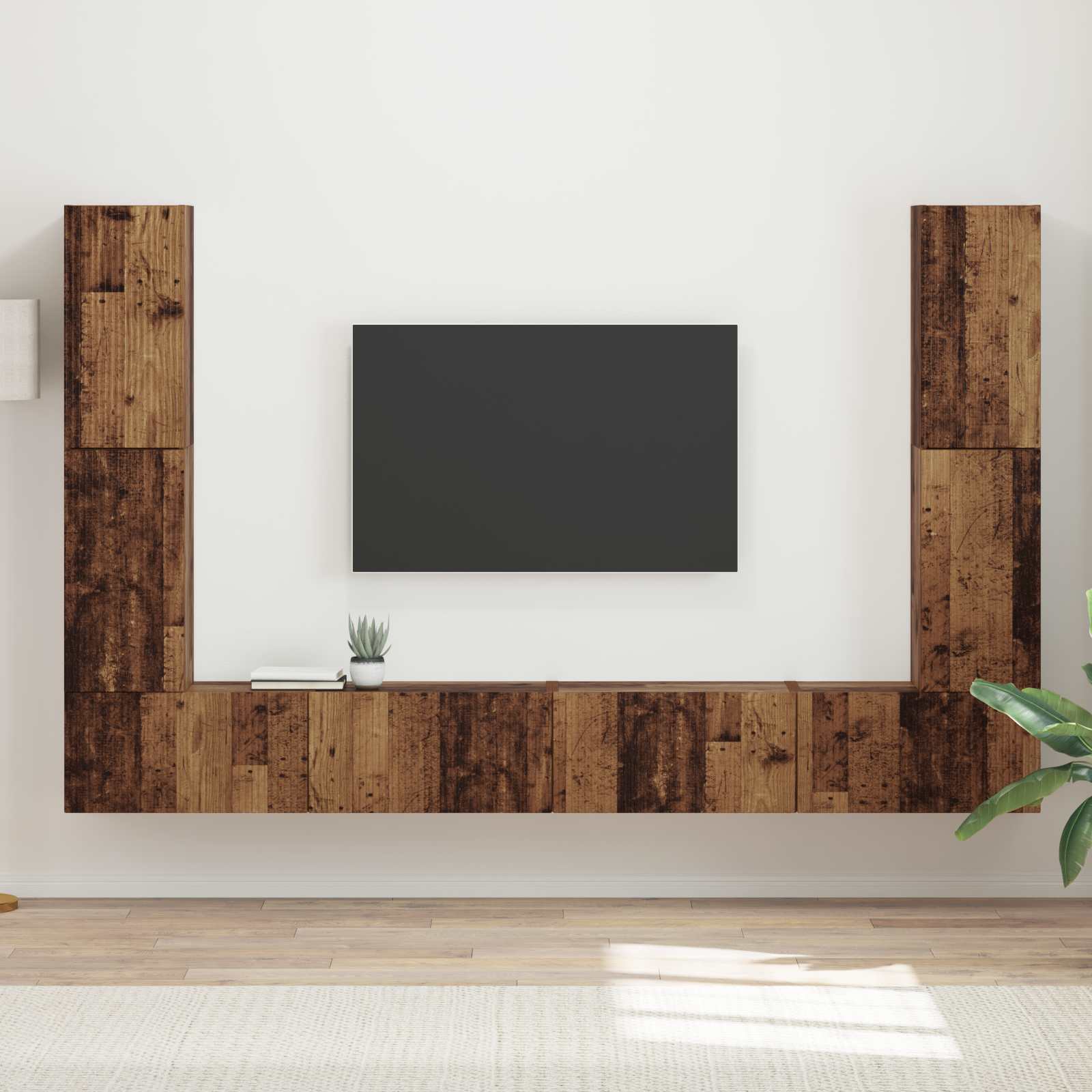 Tv-meubelset 8 pcs Oud Hout Bewerkt hout