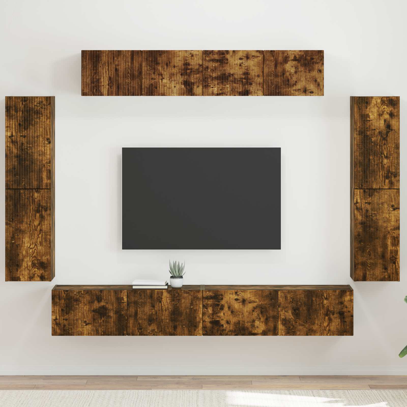 TV-kast 8 pcs Gerookt eiken