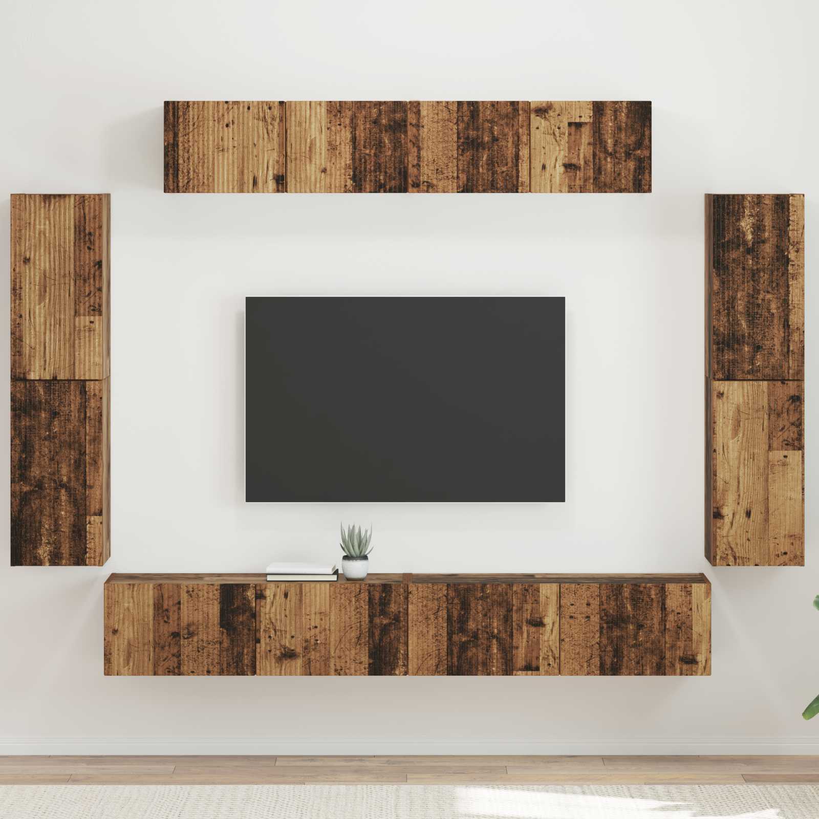 TV-kast 8 pcs Oudhout – afbeelding 1