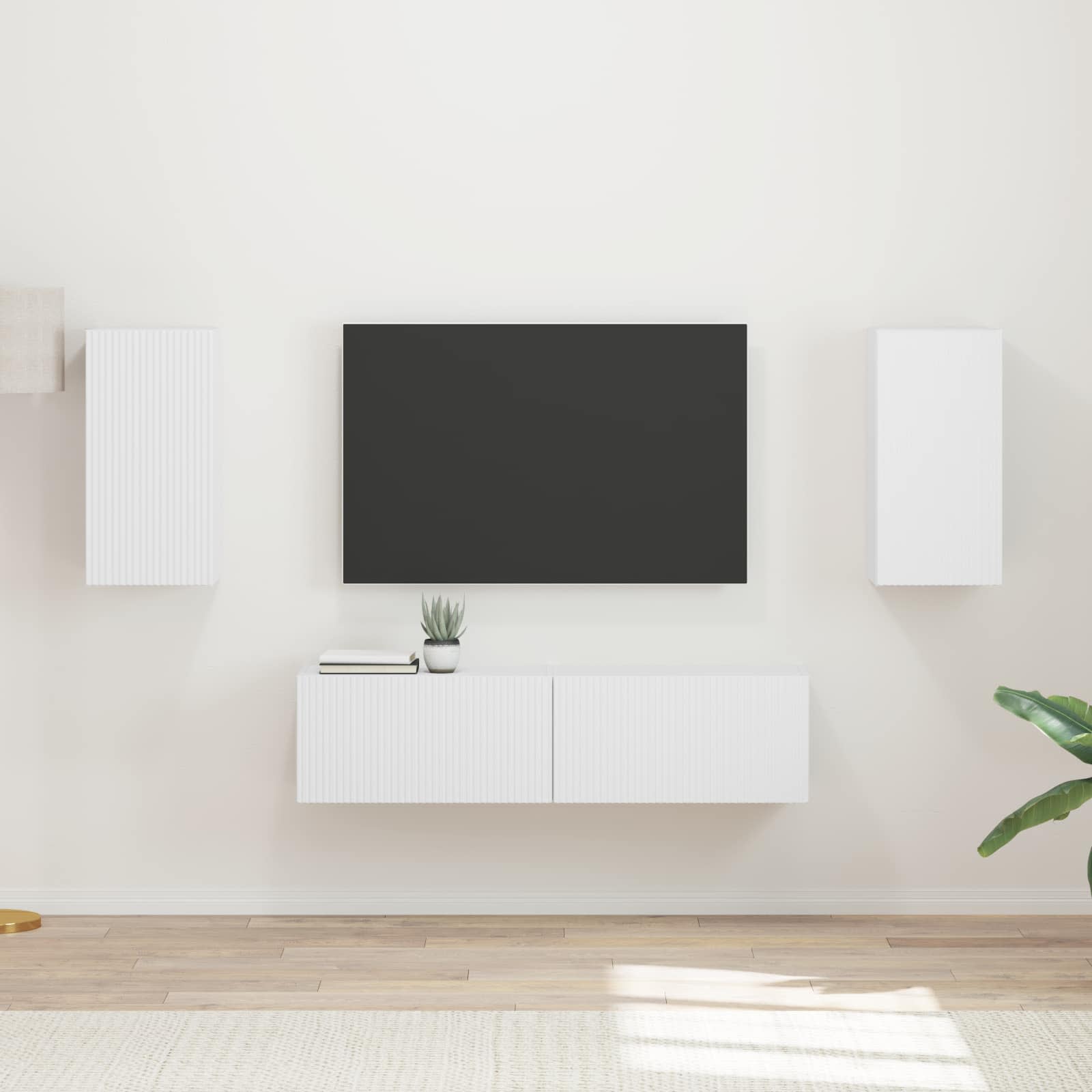Tv-meubelset 4 pcs Wit Bewerkt hout