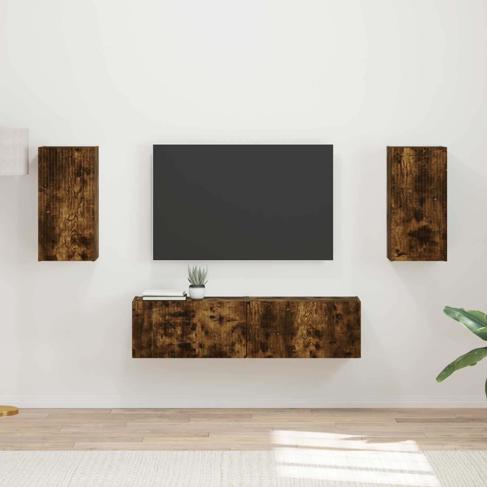 Tv-meubelset 4 pcs Gerookt eiken Bewerkt hout