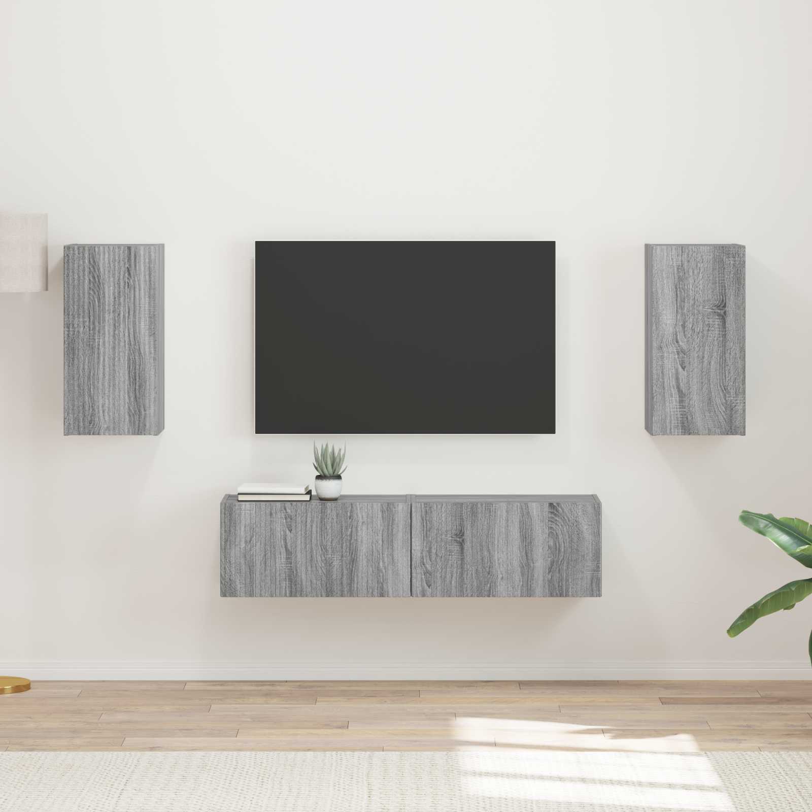 Tv-meubelset 4 pcs Grijs Sonoma Bewerkt hout