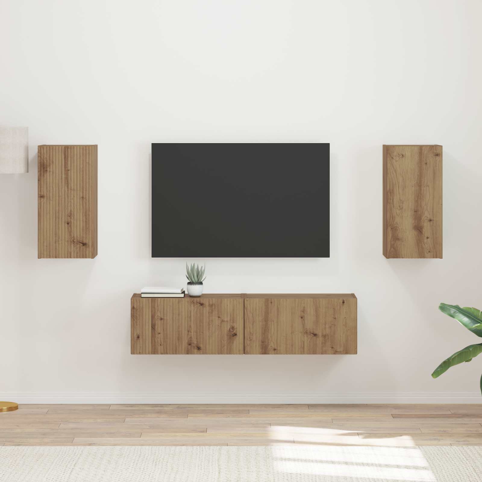 Tv-meubelset 4 pcs Artisan Eiken Bewerkt hout