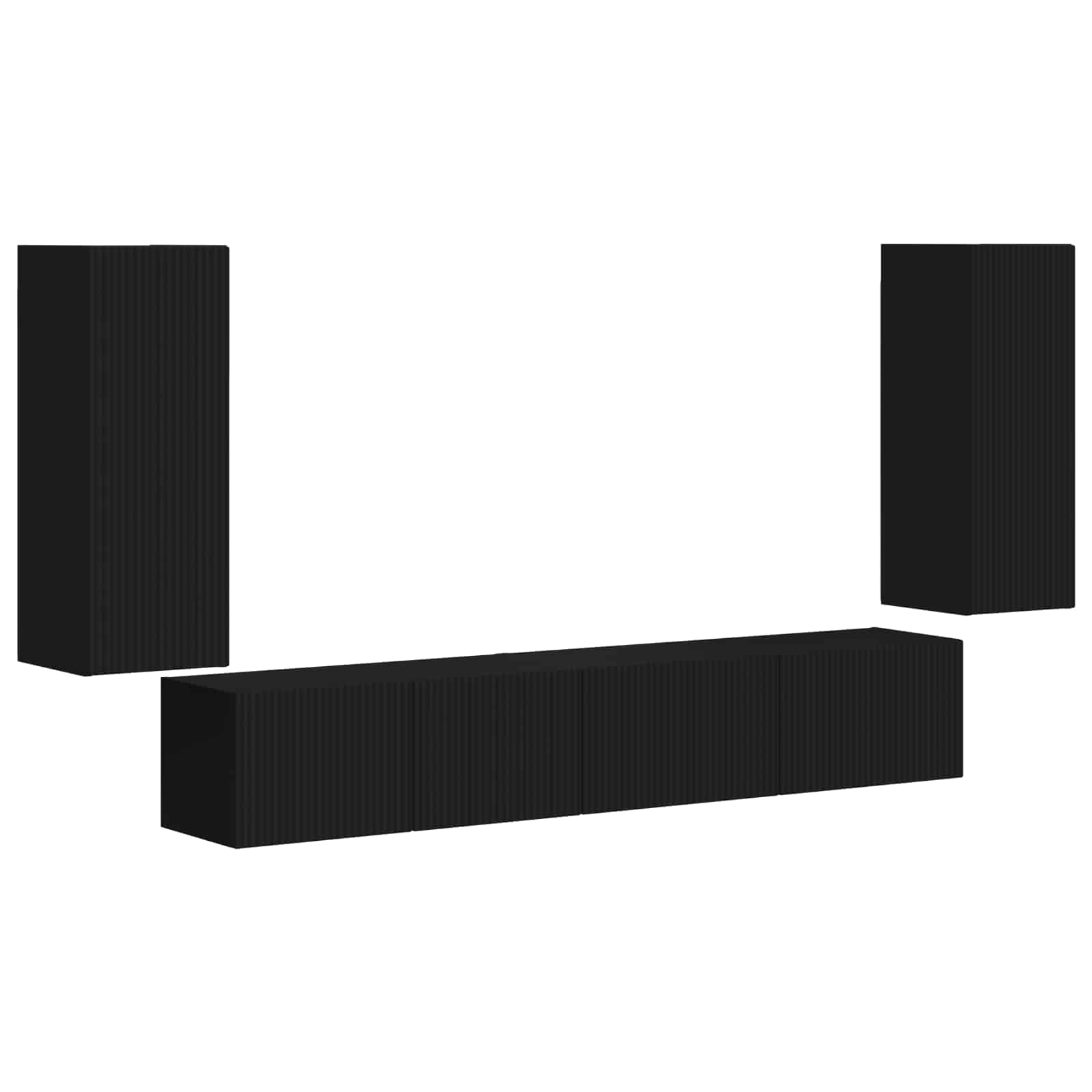 Tv-meubelset 4 pcs Zwart Bewerkt hout – afbeelding 2