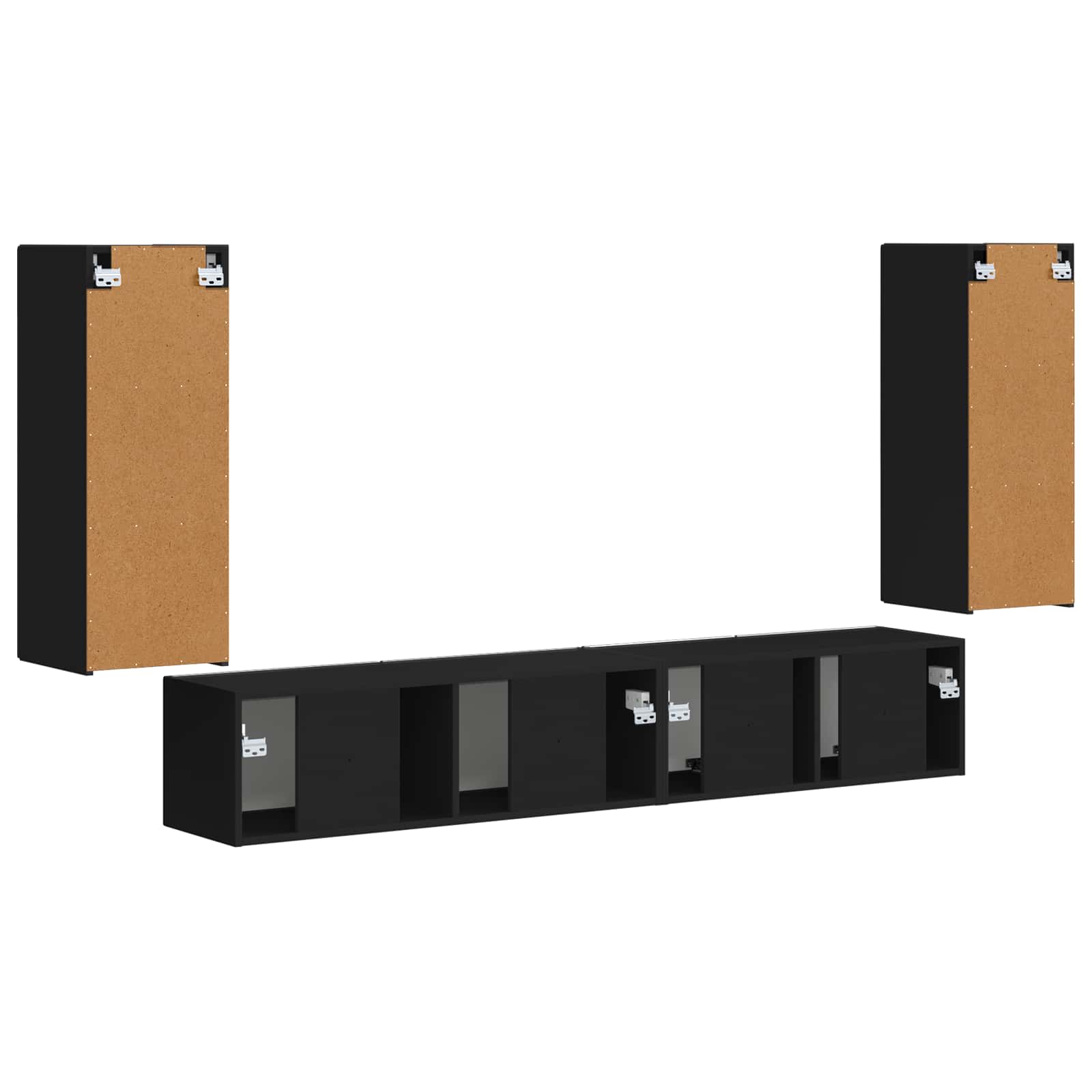 Tv-meubelset 4 pcs Zwart Bewerkt hout – afbeelding 9