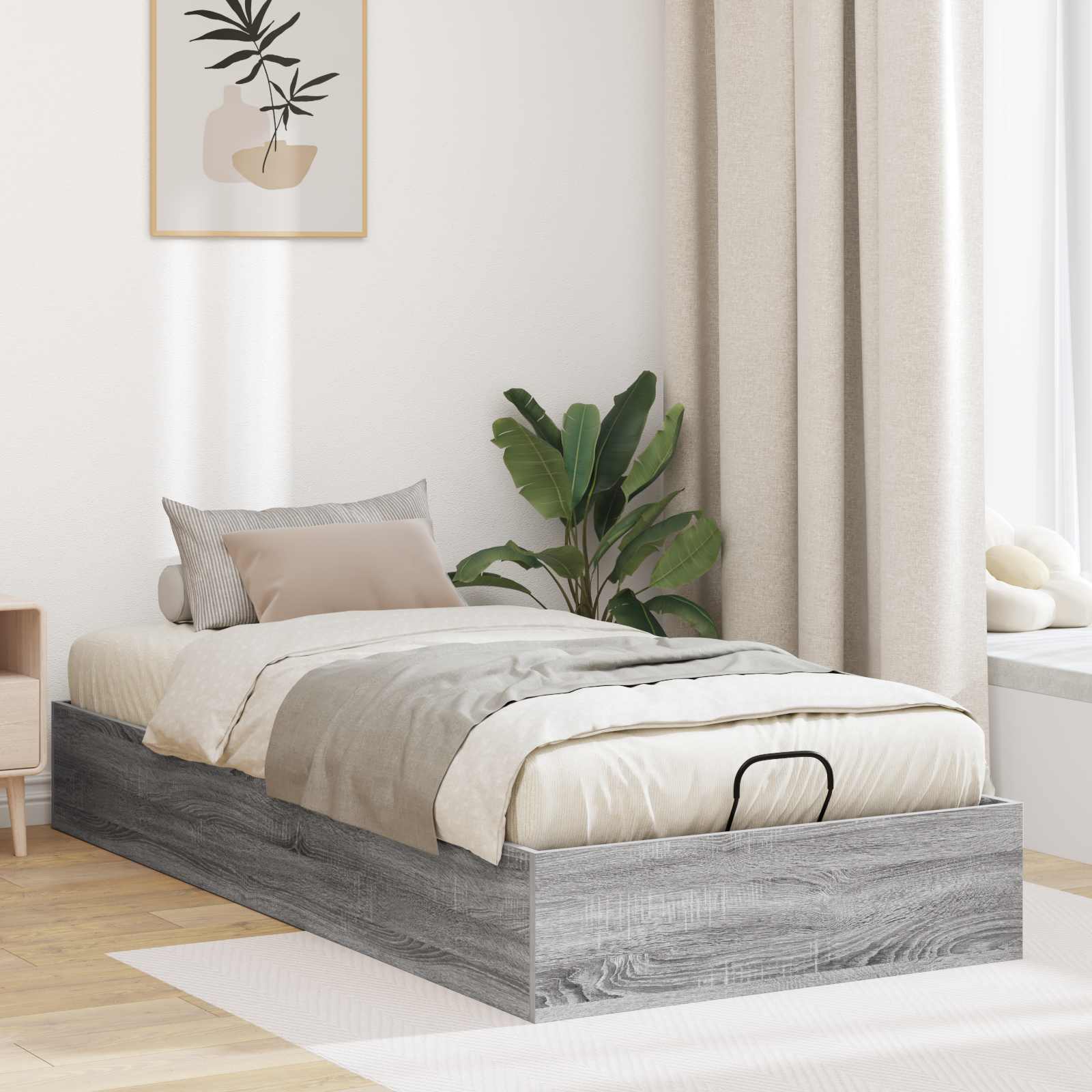 Ottoman Bedframe met opslag Grijze Sonoma 193 x 75,5 x 25 cm