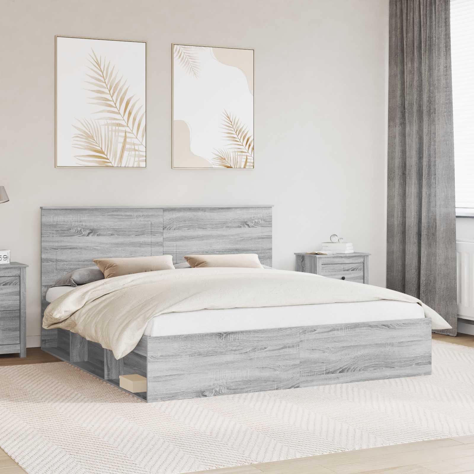 Bedframe Grijs Sonoma 180 x 200 cm Massief grenenhout