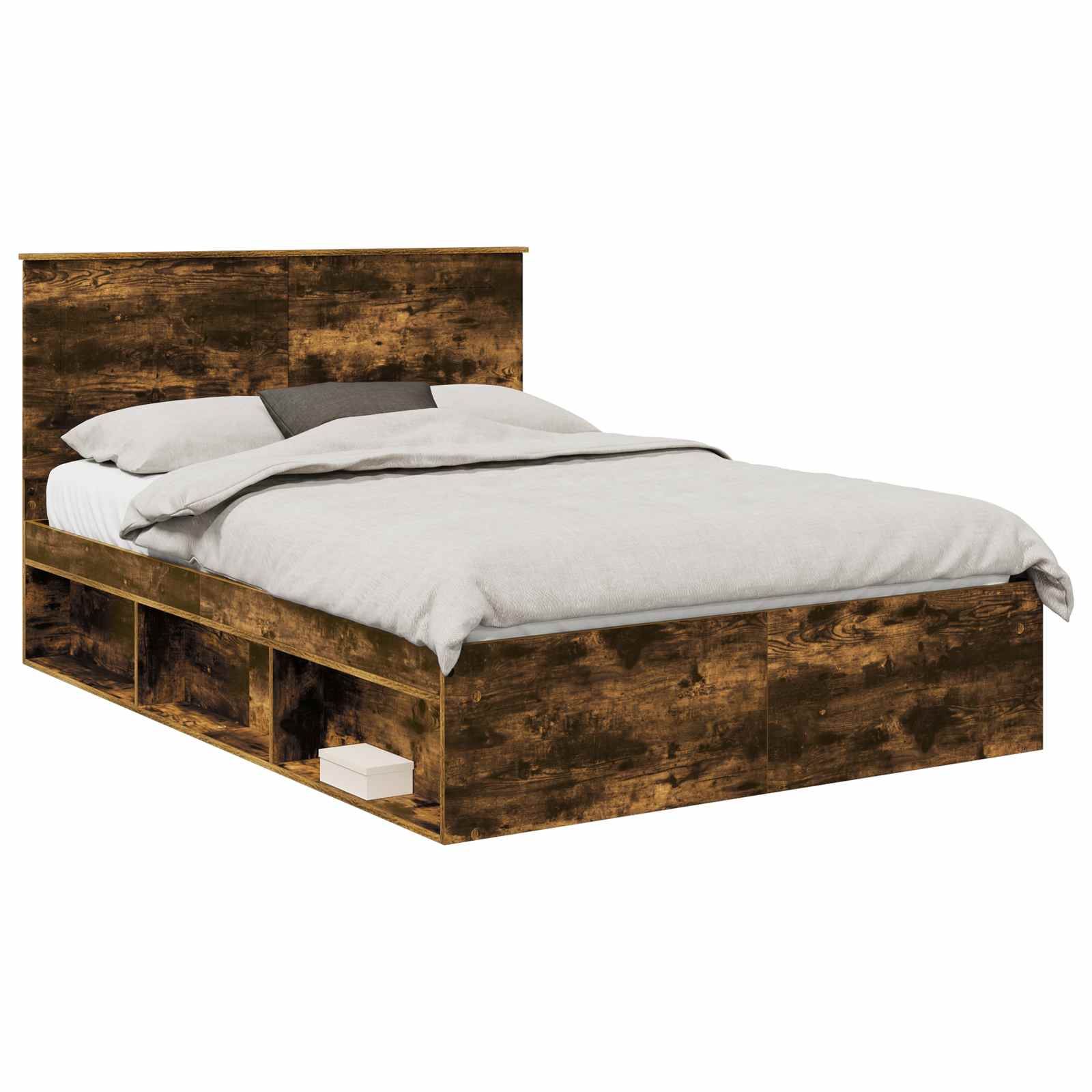 Bedframe met lade Gerookt eiken 150 x 200 cm Massief grenenhout – afbeelding 2