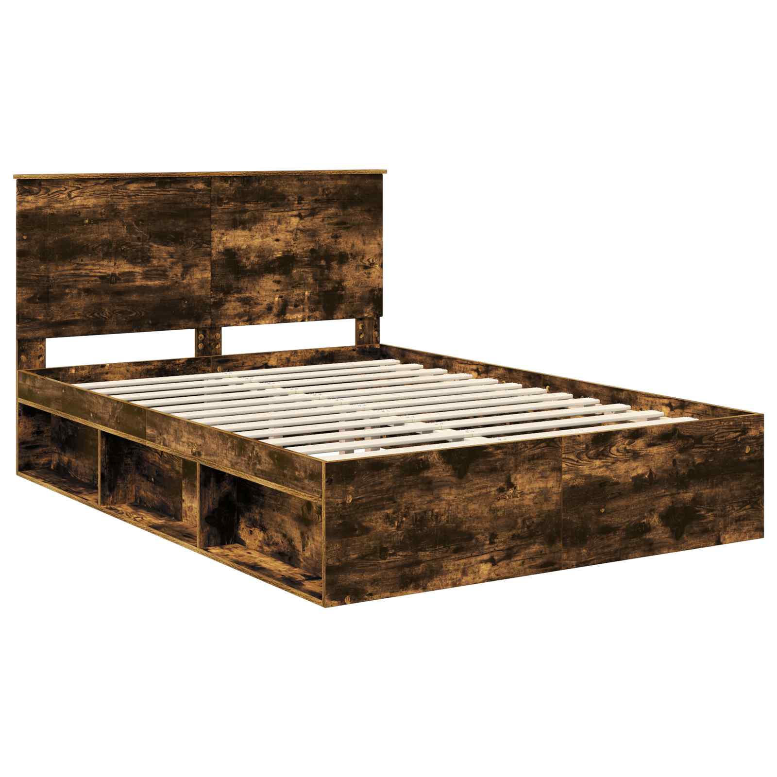 Bedframe met lade Gerookt eiken 150 x 200 cm Massief grenenhout – afbeelding 4