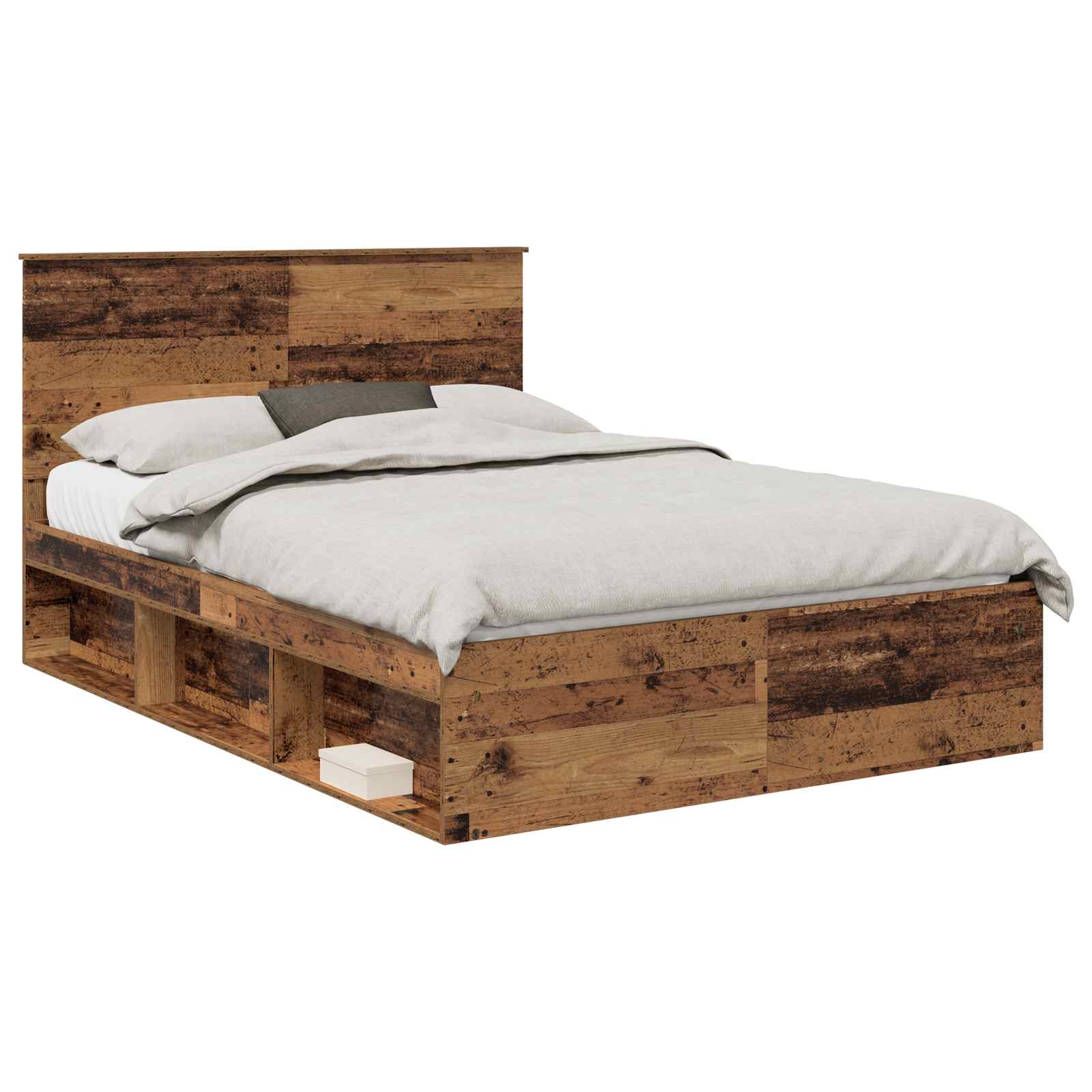 Bedframe met hoofdeinde Oudhout 140 x 200 cm Massief grenenhout – afbeelding 2