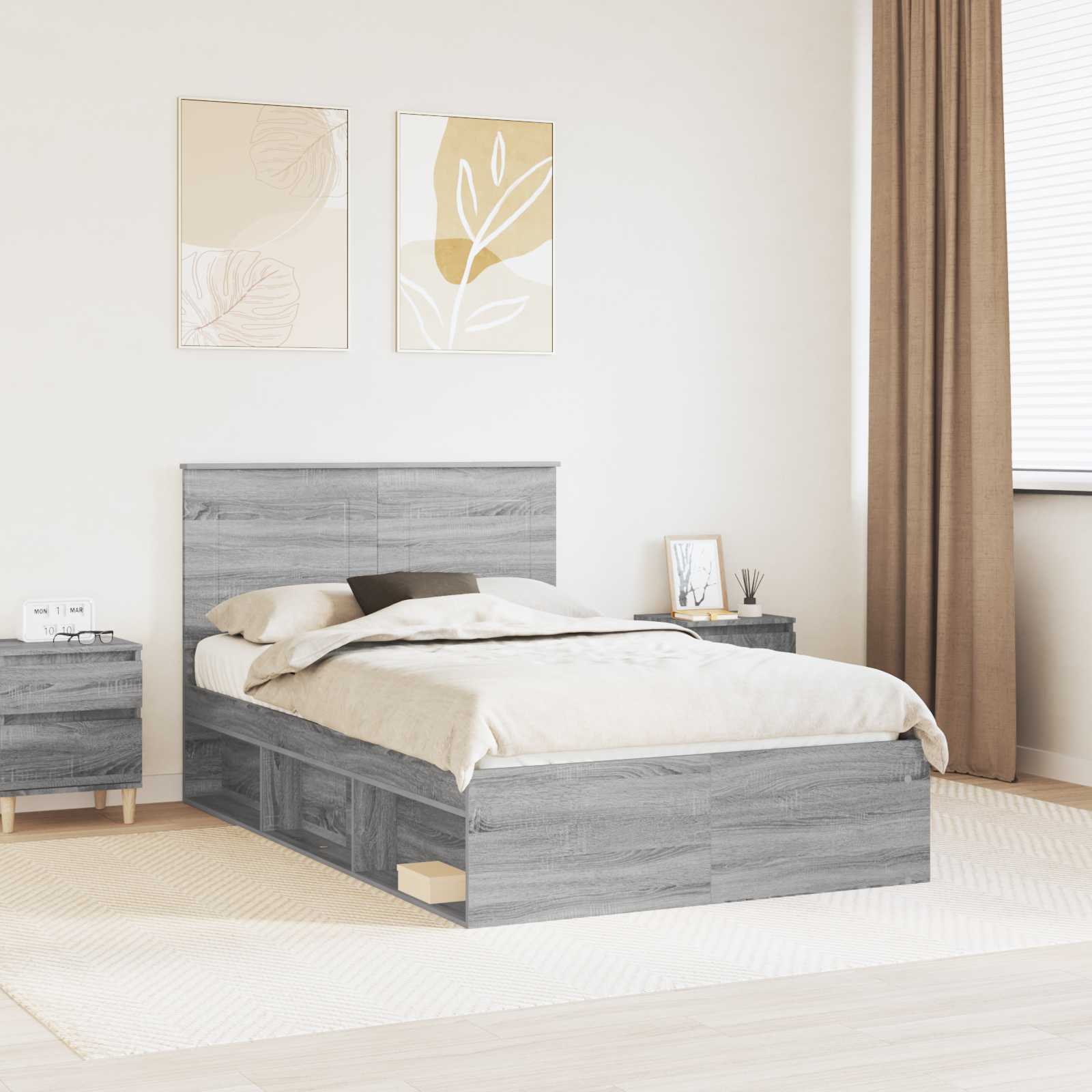 Bedframe Grijs Sonoma 120 x 200 cm Massief grenenhout