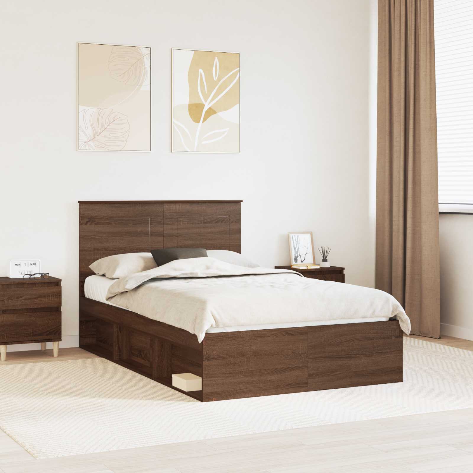 Bedframe Bruin Eiken 120 x 200 cm Massief grenenhout