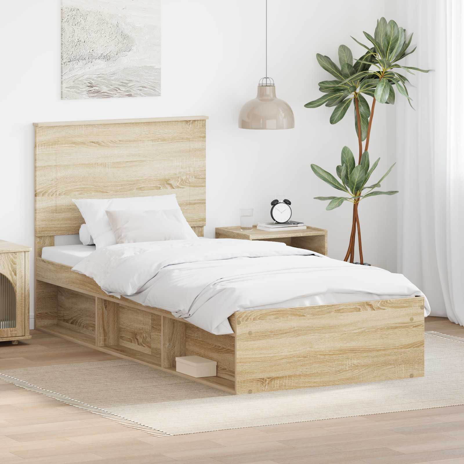 Bedframe Sonoma Eiken 75 x 190 cm Massief grenenhout – afbeelding 1