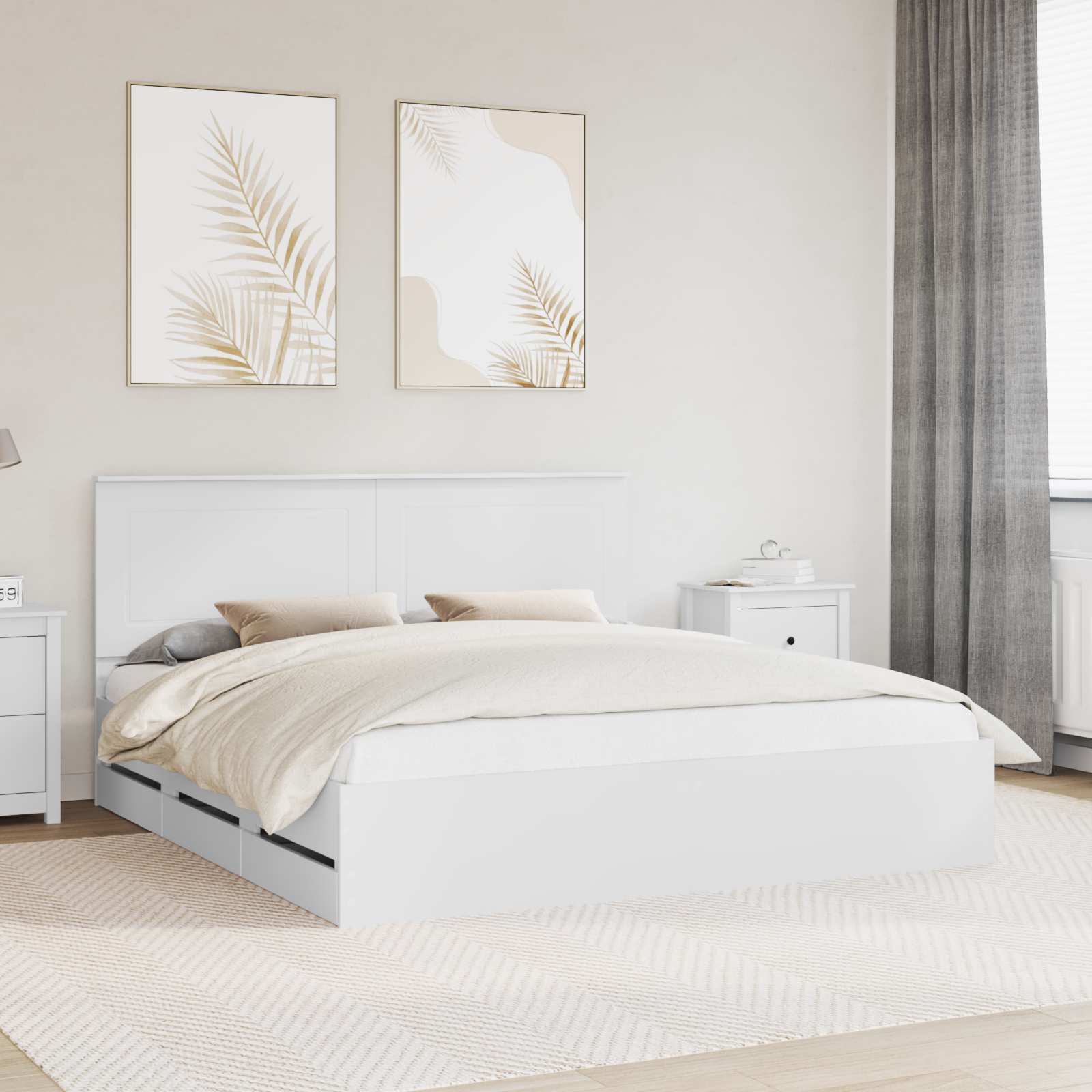 Bedframe met lade met opslag Wit 180 x 200 cm Ingenieurshout – afbeelding 1