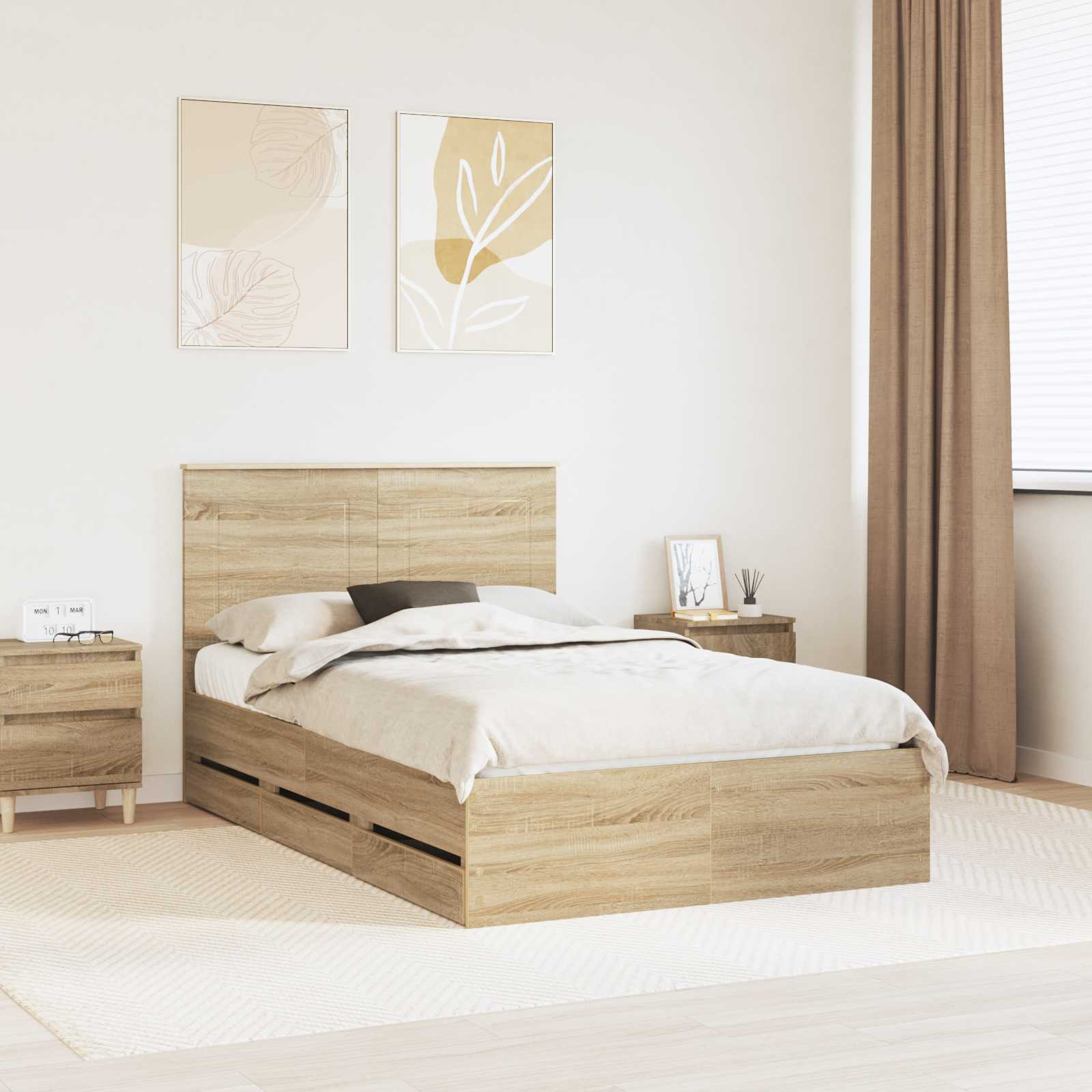 Bedframe Sonoma Eiken Ingenieurshout – afbeelding 1